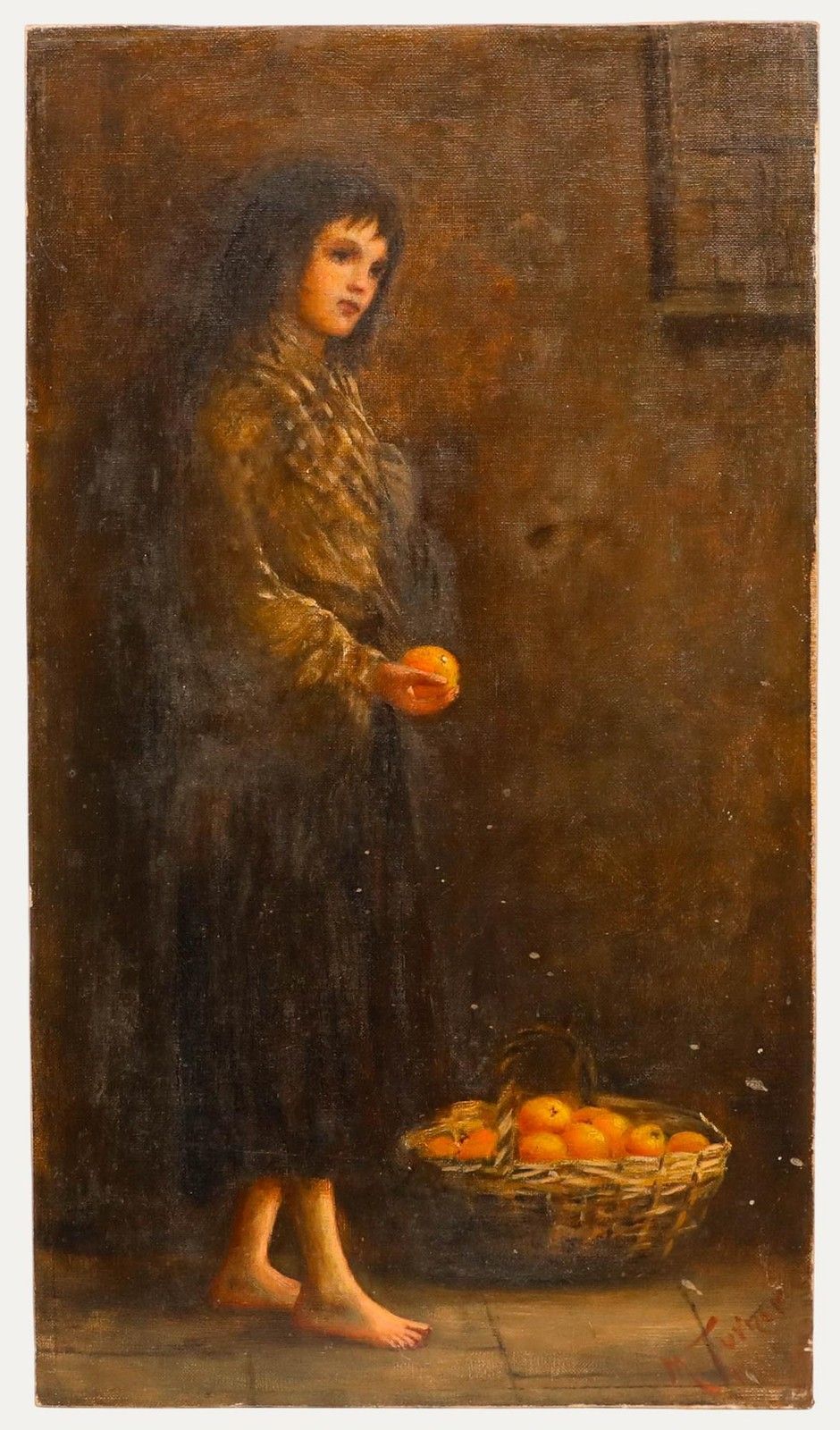 M. Turner Early 20th Century Oil, The Orange Seller
