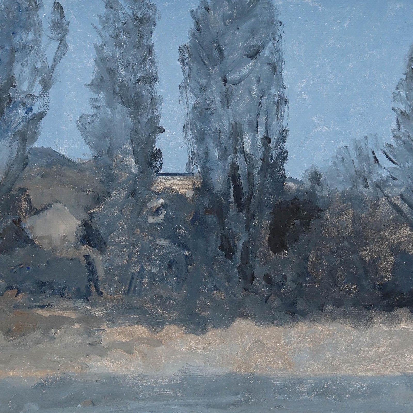 Bernard Myers (1925 2007) Contemporary Oil, The Thames In Winter photo for sale