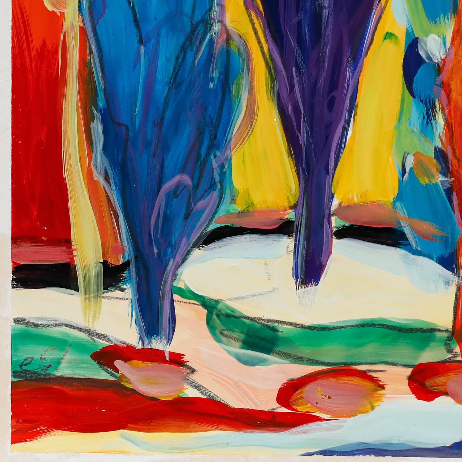 Erwin Steinhauser (1939 2023) Contemporary Acrylic, Cypress Trees photo Art