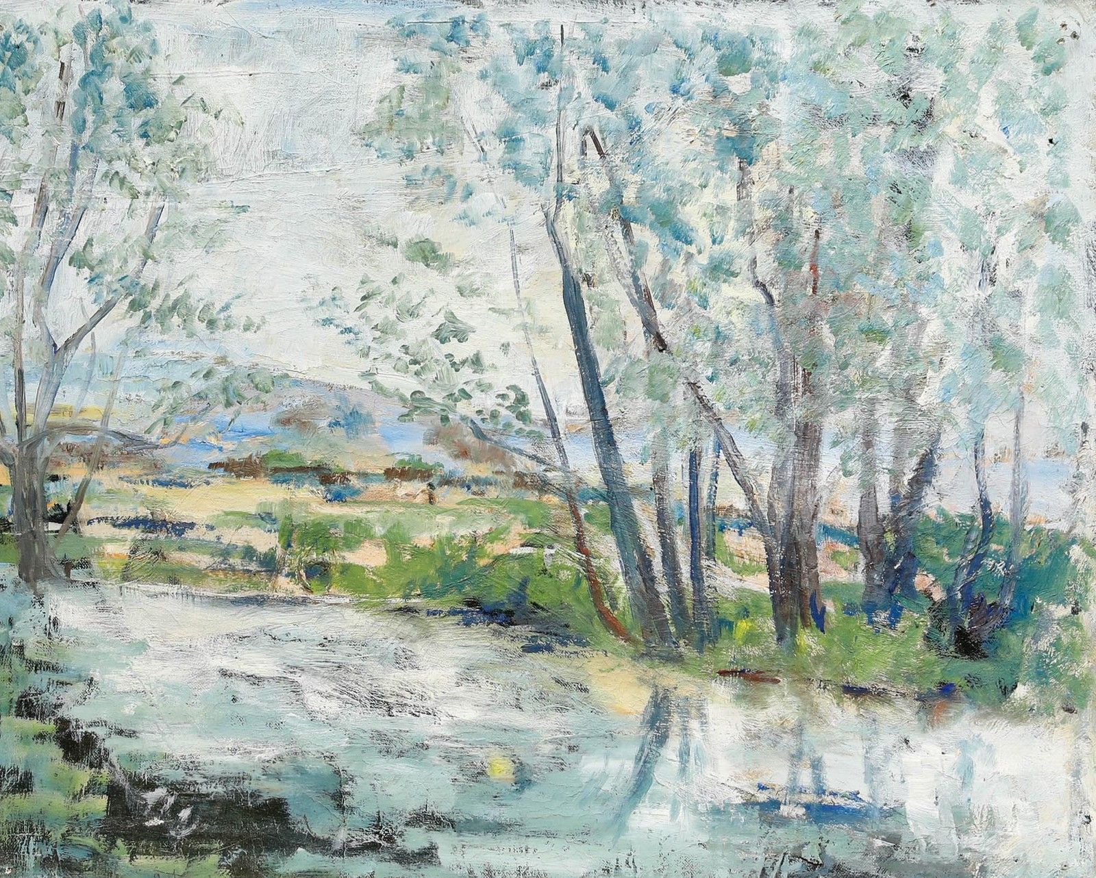 Mid 20th Century Oil Springtime On The Riverbank photo furniture