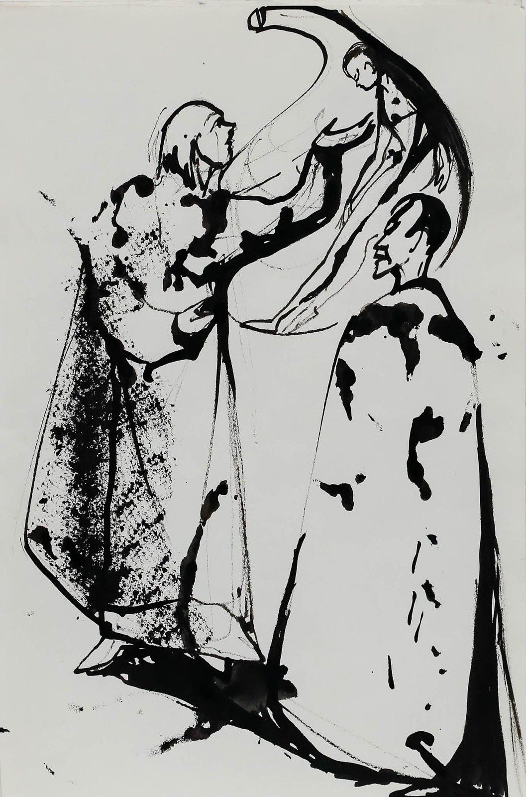 Charlotte Heister (1921 1998) Mid 20th Century India Ink, The Circle photo furniture