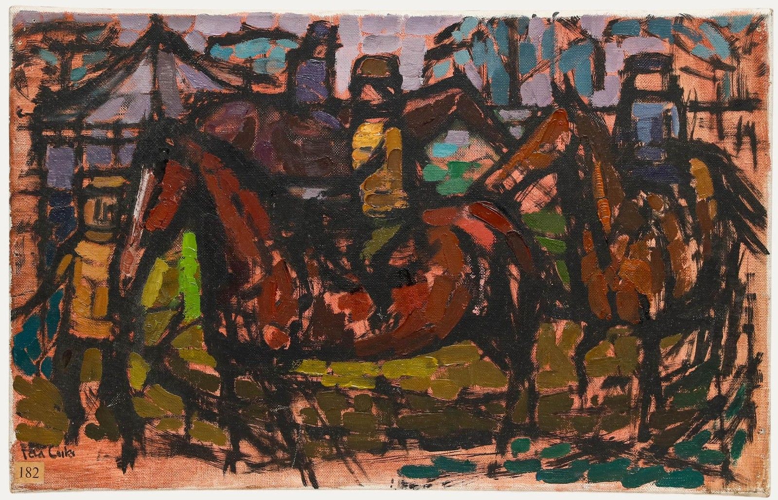 Ida Cooke (1909 1982) Mid 20th Century Oil, Horse Racing