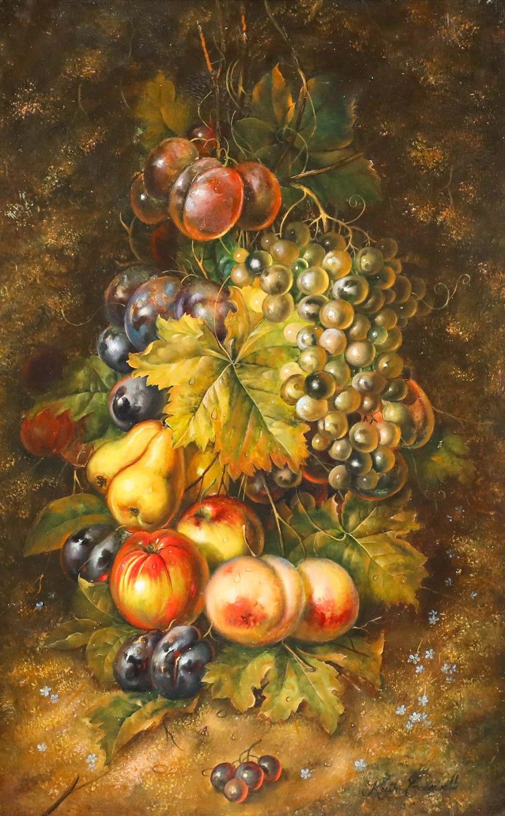 Keith Cresswell (1940 1989) Framed 20th Century Oil, Fruit In A Forset photo furniture