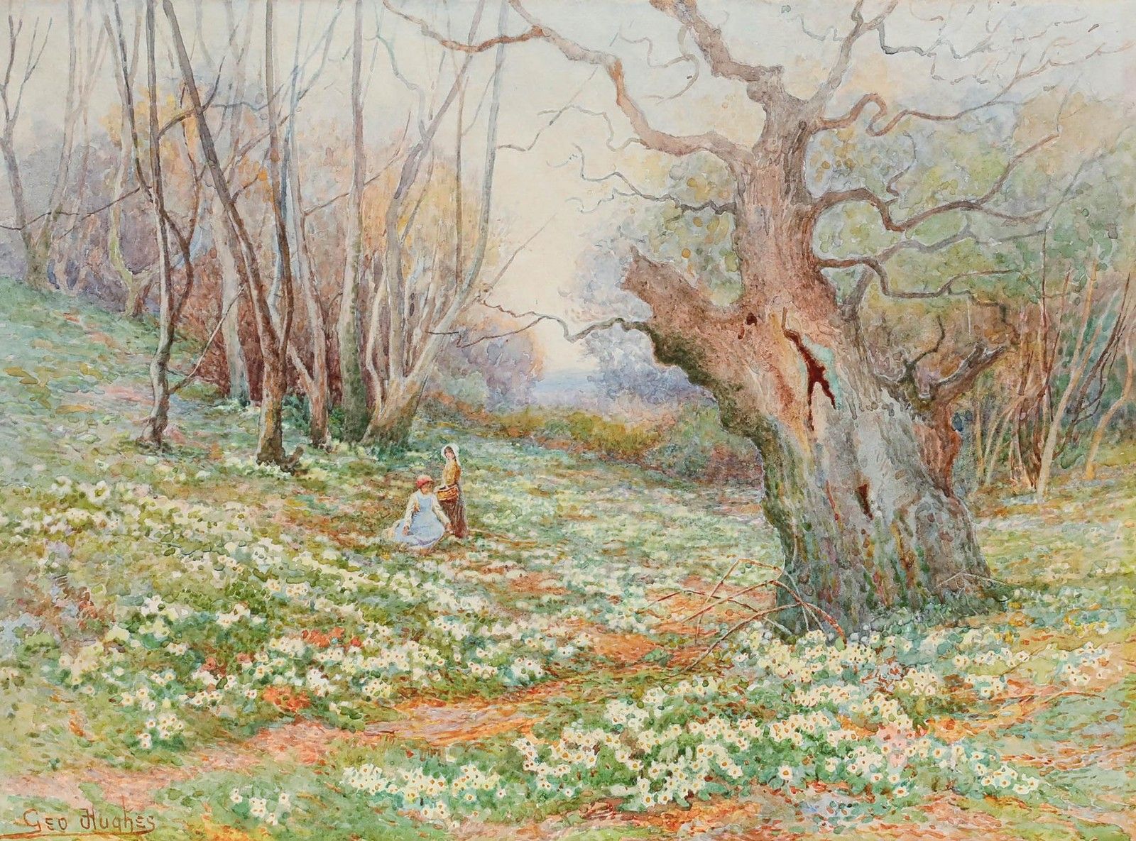 George Hughes (1813 1858) Watercolour, Woodland Scene In Early Spring photo furniture