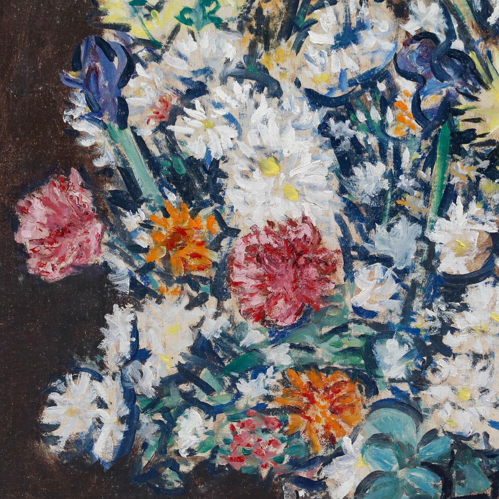 Georges Eugene Delhomme (1904 1989) 1976 Oil, Daisy Bouquet photo Art