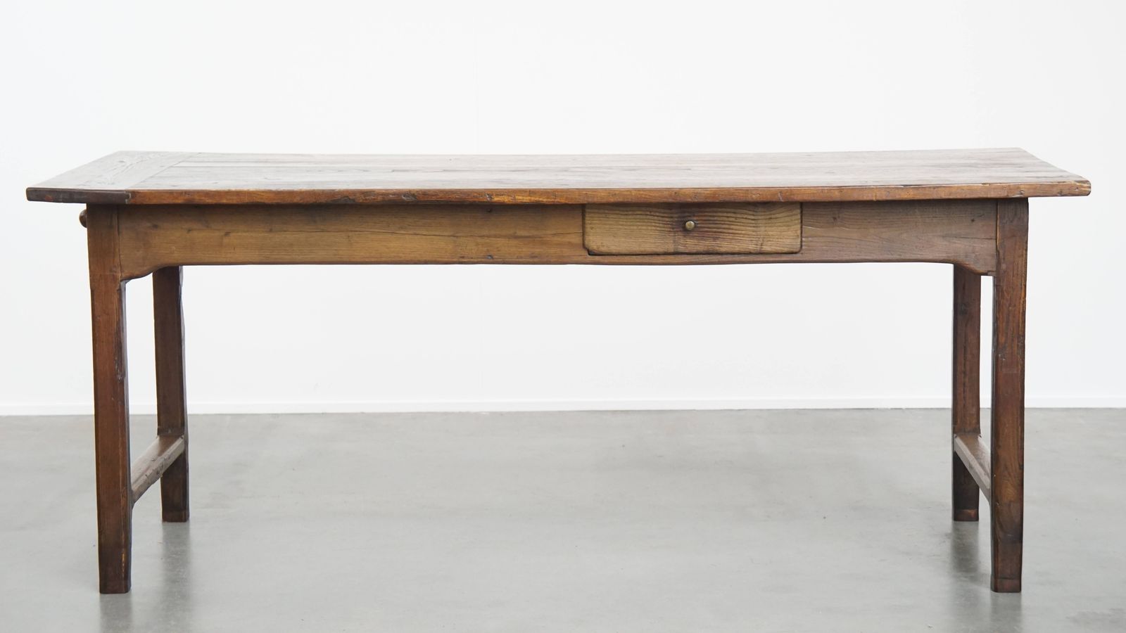 Beautiful Original Antique French Farm Chestnut Wood Dining Table For 4 To 6 People With Two Drawers From The Early 19th Century photo Furniture