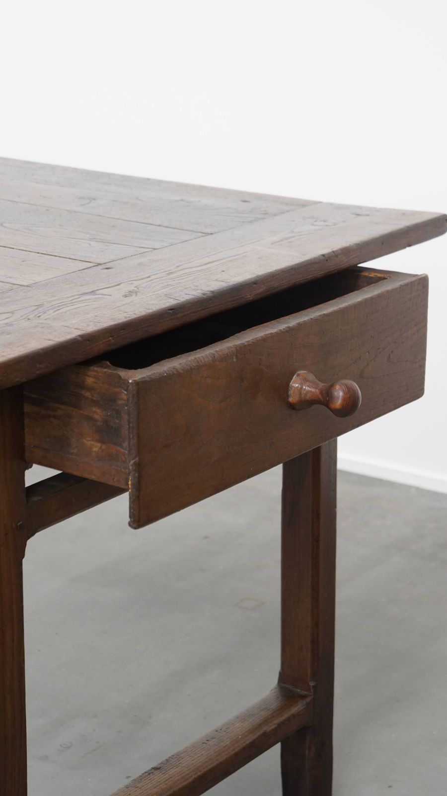 Furniture Beautiful Original Antique French Farm Chestnut Wood Dining Table For 4 To 6 People With Two Drawers From The Early 19th Century photo