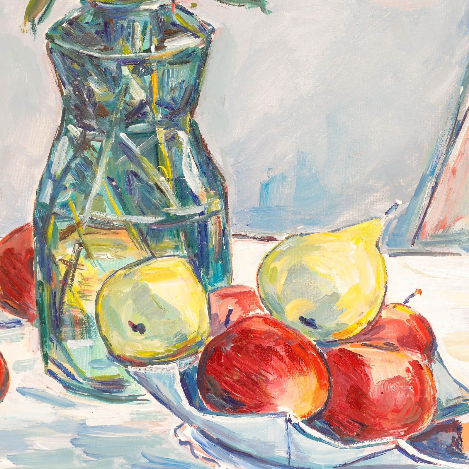 Jenny De Bloot (1901 1988) Mid 20th Century Oil, Chrysanthemums With Apples photo Art