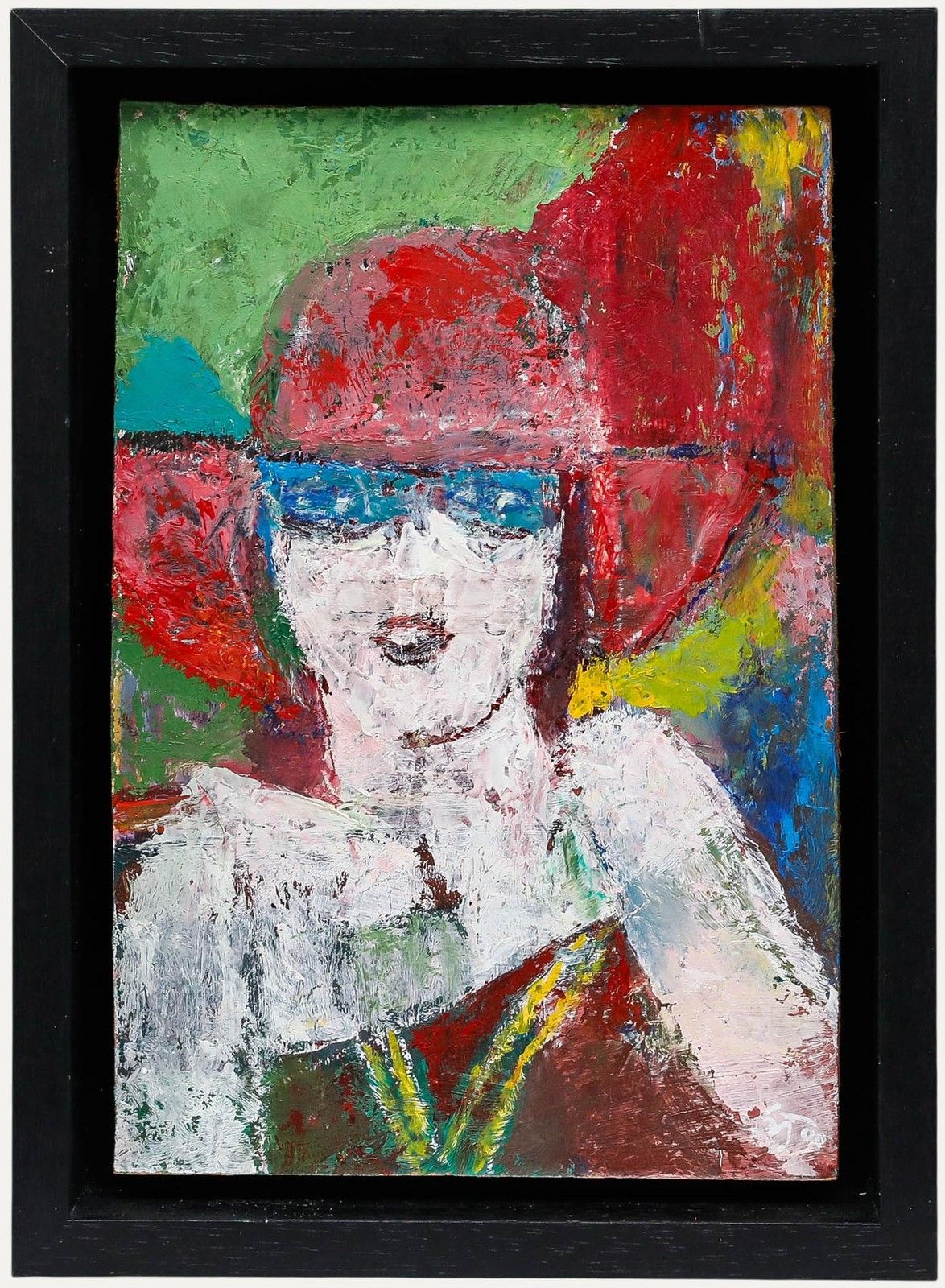 Ewart Johns (1923 2013) 1990 Oil, Girl In A Pink Hat