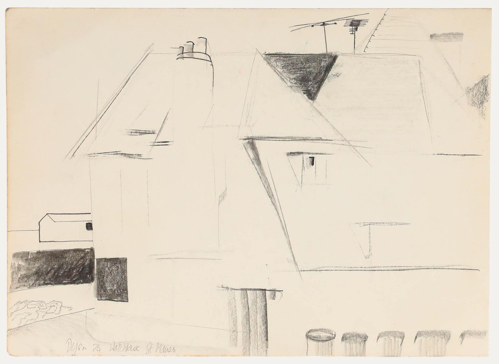 Julian Dyson (1936 2003) 1974 Graphite Drawing, Watch House, St Mawes
