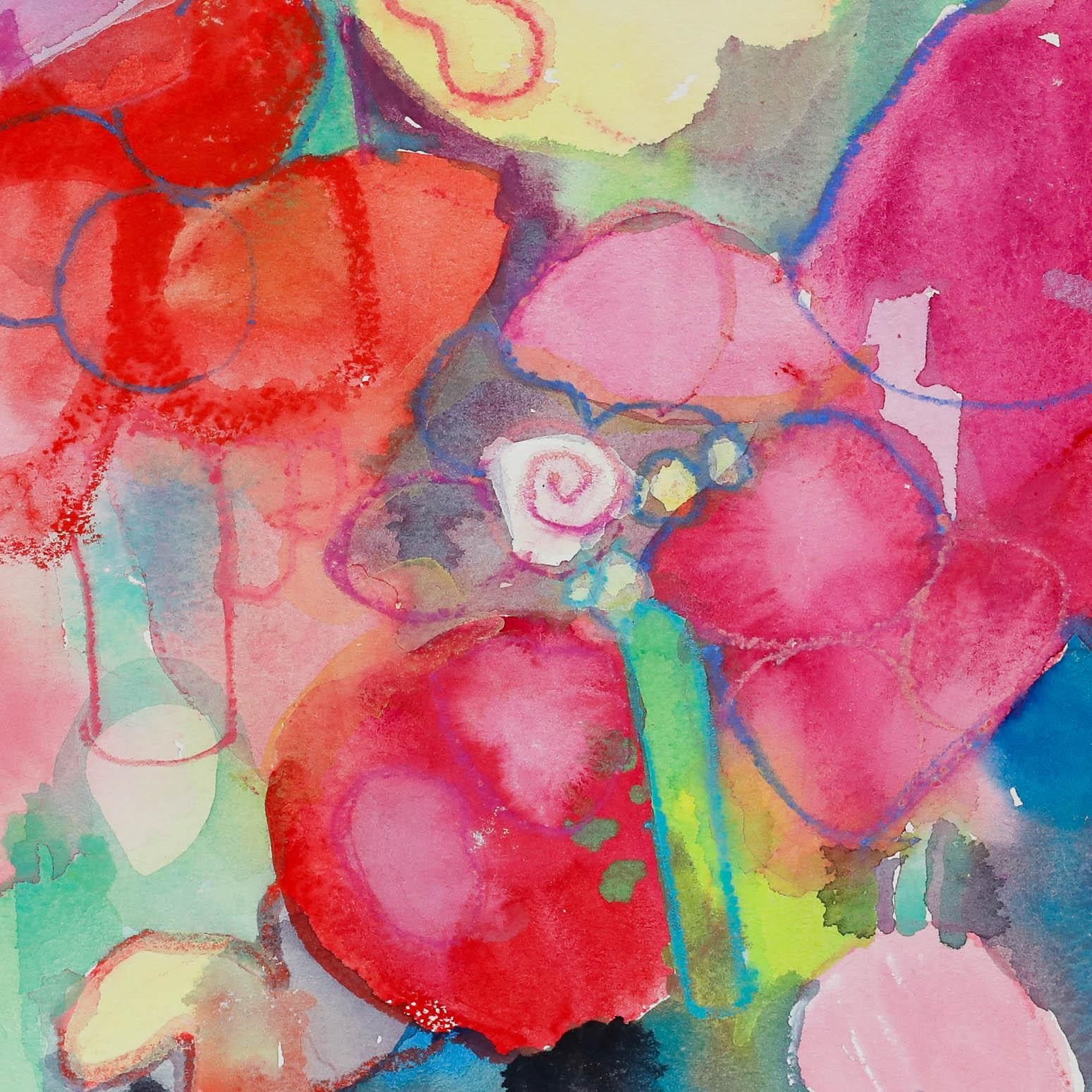 Nola Armstrong 20th Century Mixed Media, Bouquet In Purple And Red photo Art