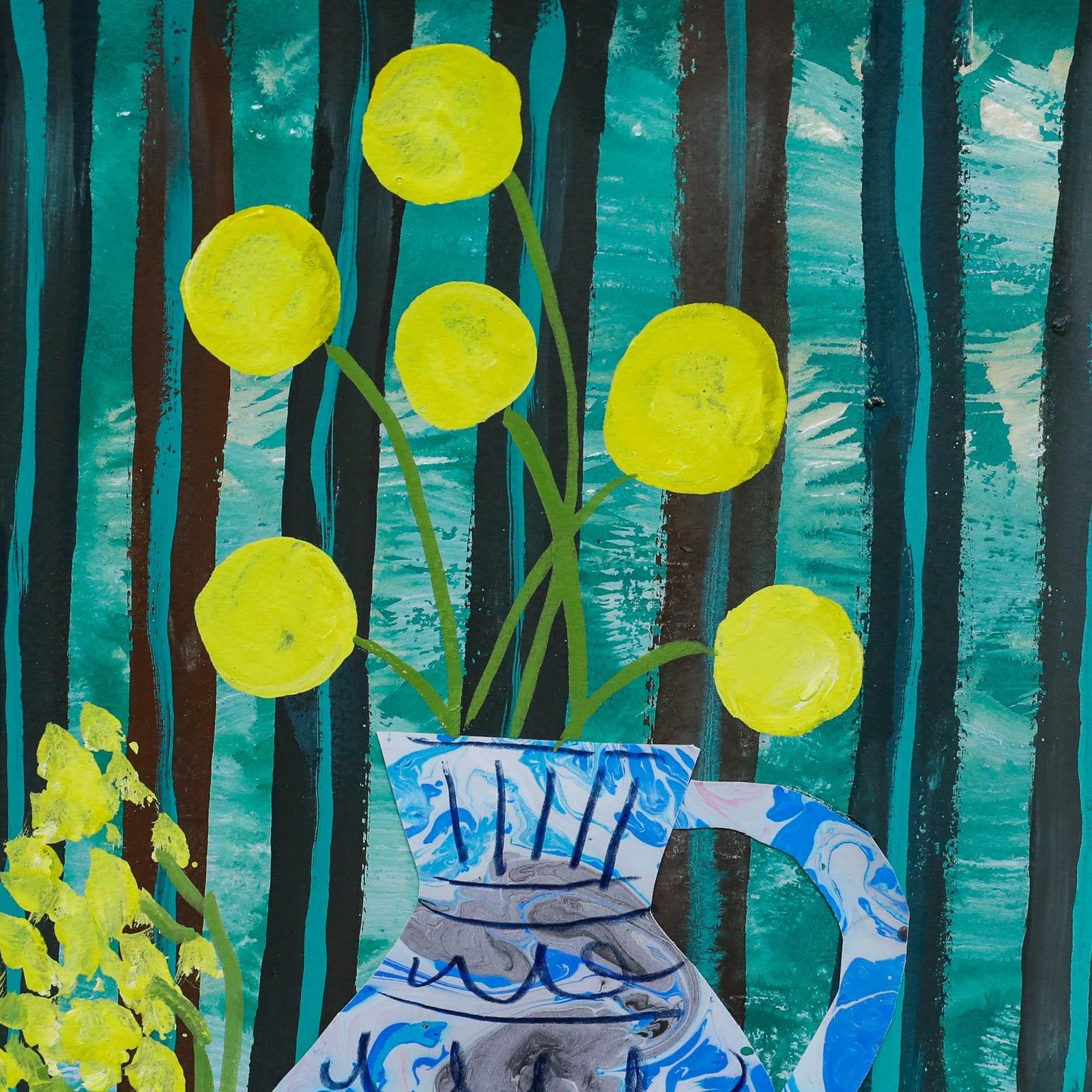 Jemma Jamie 2025 Mixed Media, Yellow Flowers photo for sale