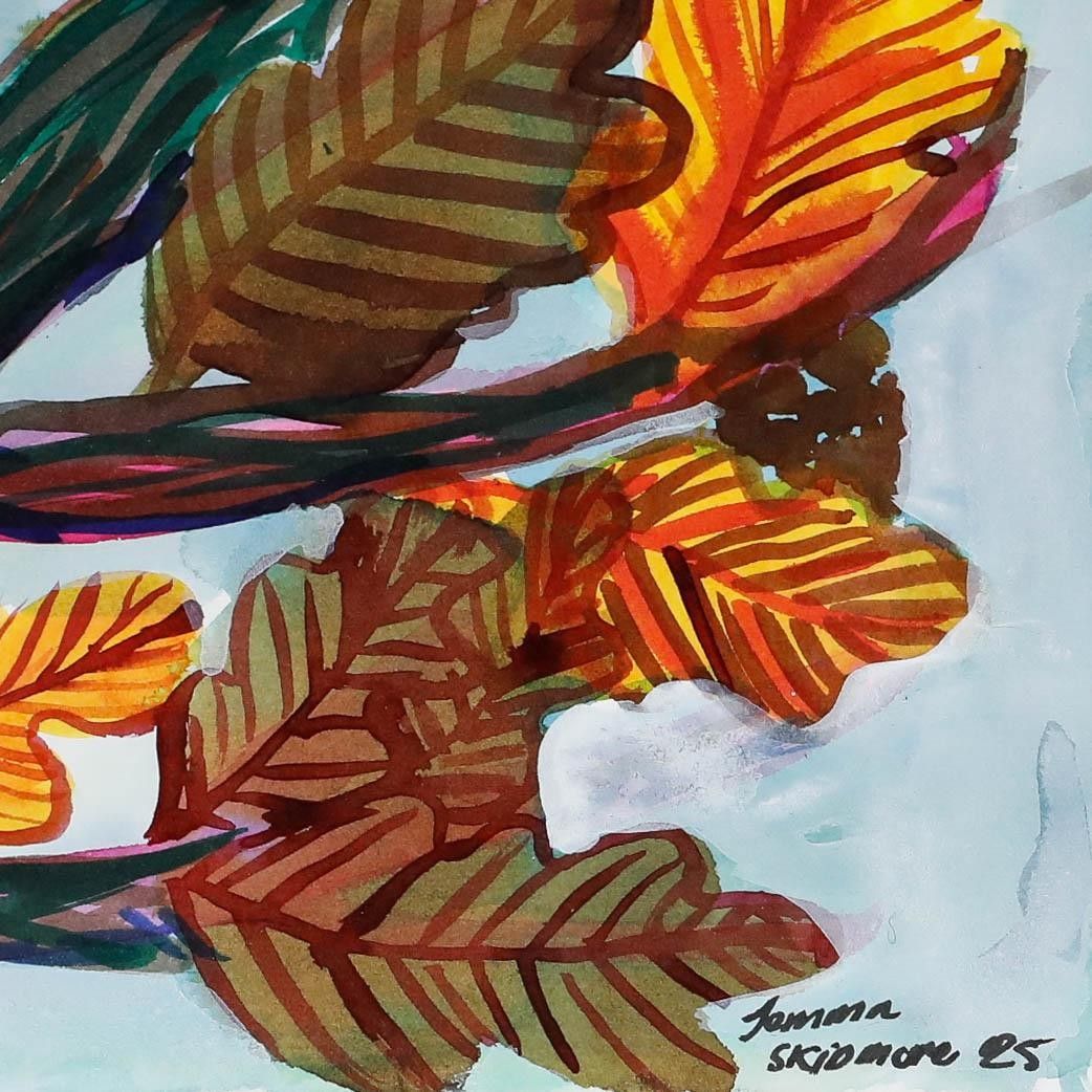 Jemma Jamie 2025 Watercolour, Blue Tit In Autumn Leaves photo Art