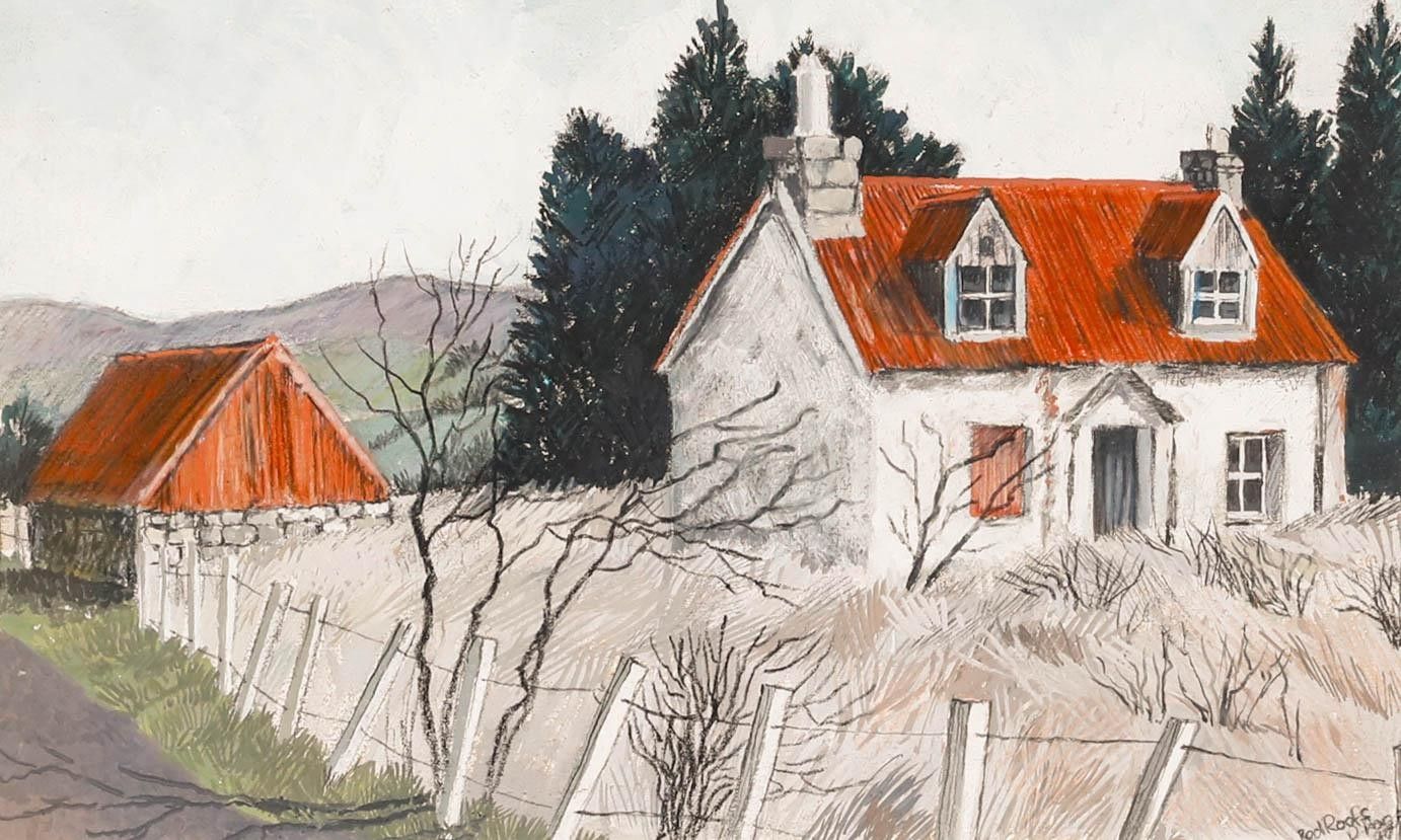 Dione Page (1936 2021) Framed Contemporary Pastel, Red Roofs photo furniture