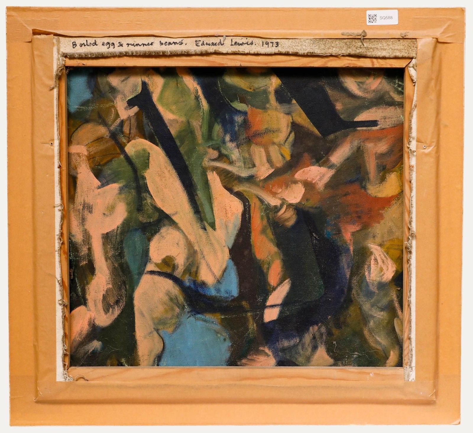 Edward Lewis (1936 2018) Framed 20th Century Oil, Boiled Egg & Runner Beans photo for sale