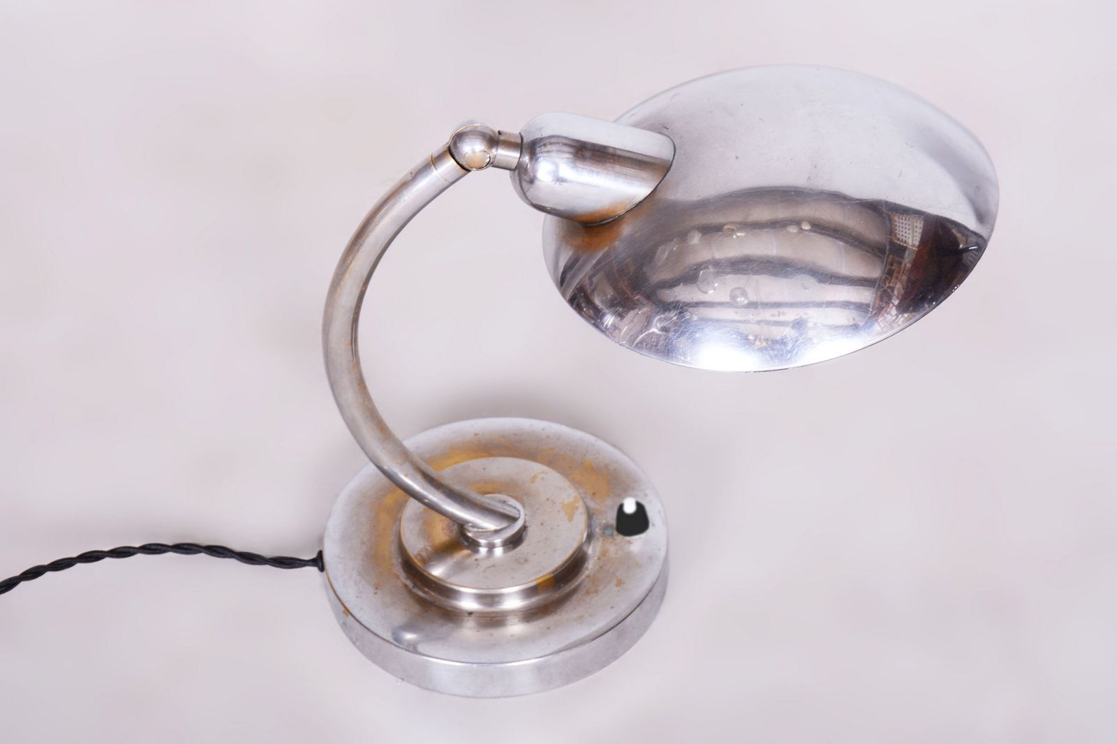 Restored Bauhaus Table Lamp, Franta Anyz, New Electrification, Chrome Plated Steel, Czechia, 1920s