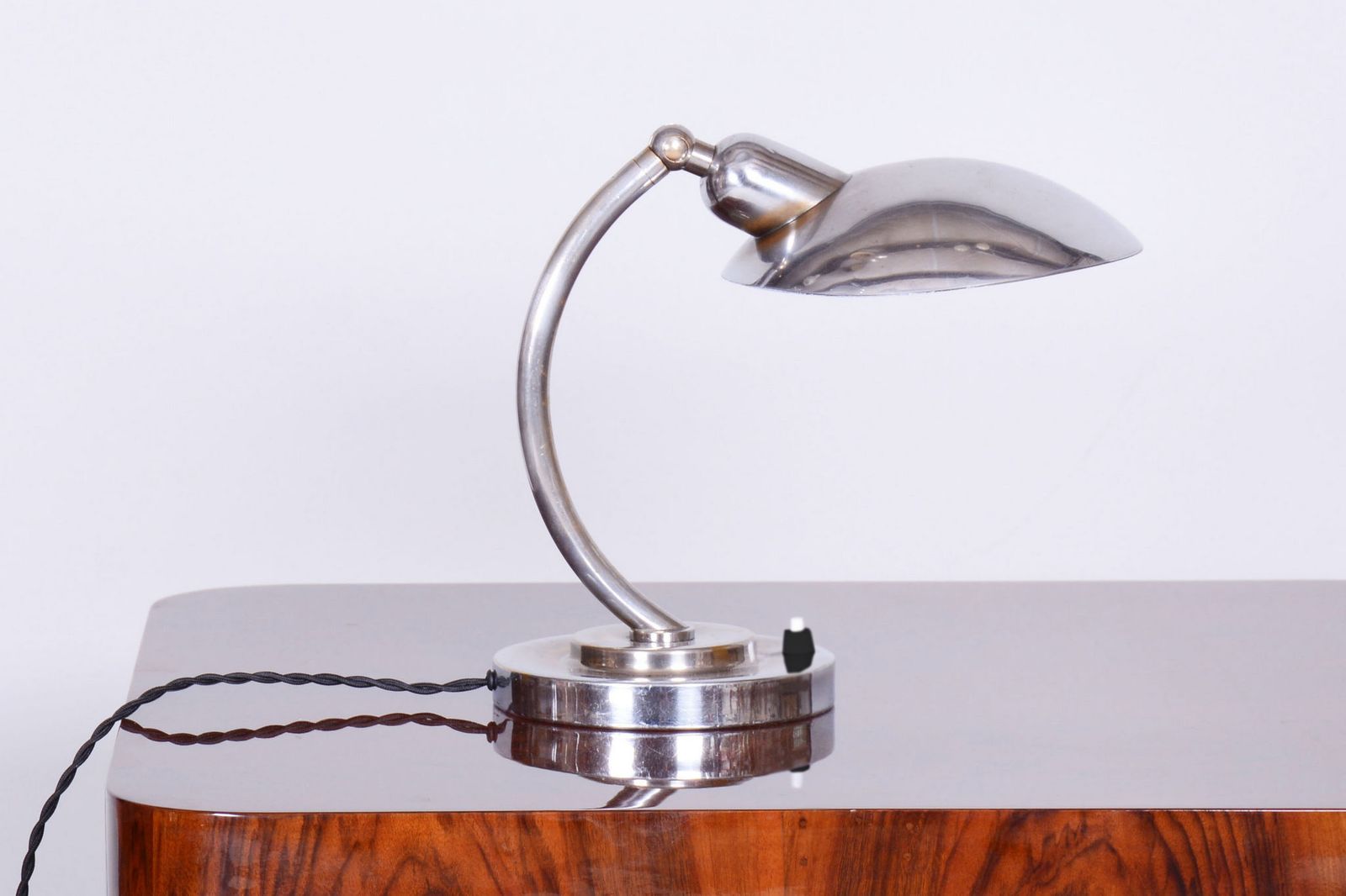 photo for sale Restored Bauhaus Table Lamp, Franta Anyz, New Electrification, Chrome Plated Steel, Czechia, 1920s