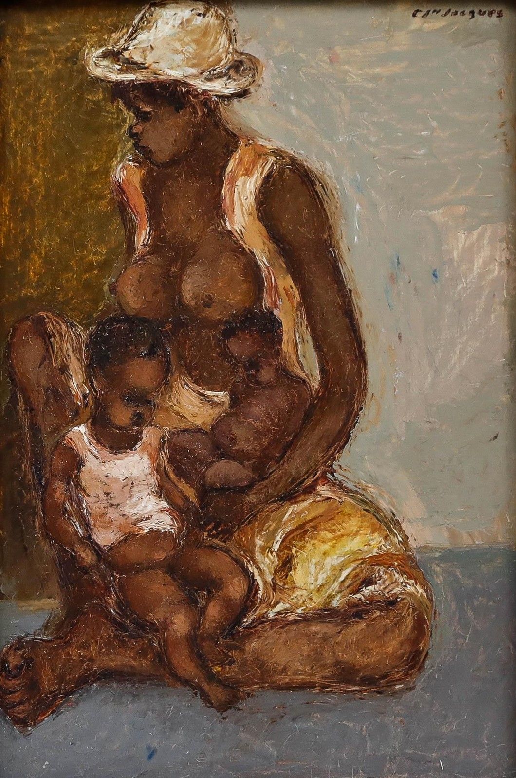 Carlo Jean Jacques (1943 1990)  20th Century Oil, A Mother's Love photo furniture