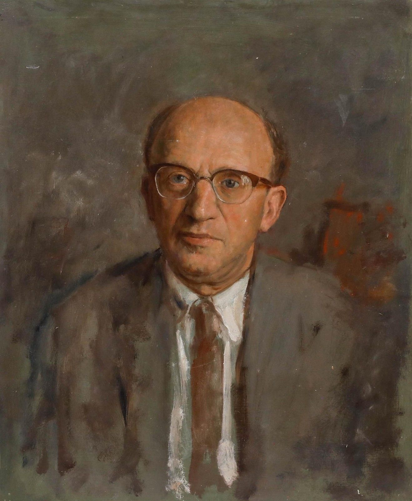 George Weissbort (1928 2013) 20th Century Oil, Portrait Of A Man With Glasses photo furniture