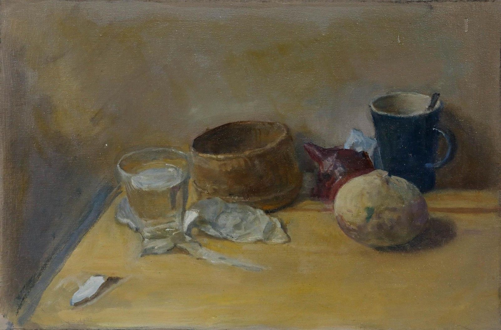 George Weissbort (1928 2013) 20th Century Oil, Still Life With Water Glass photo furniture