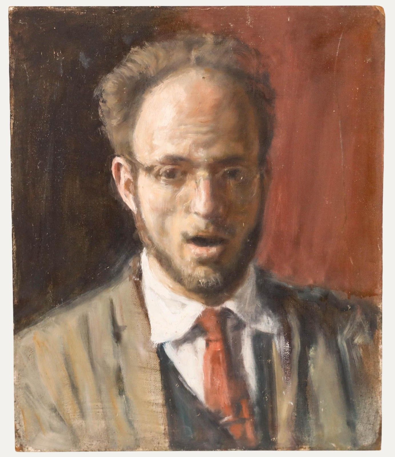 George Weissbort (1928 2013) 20th Century Oil, Surprised Self Portrait