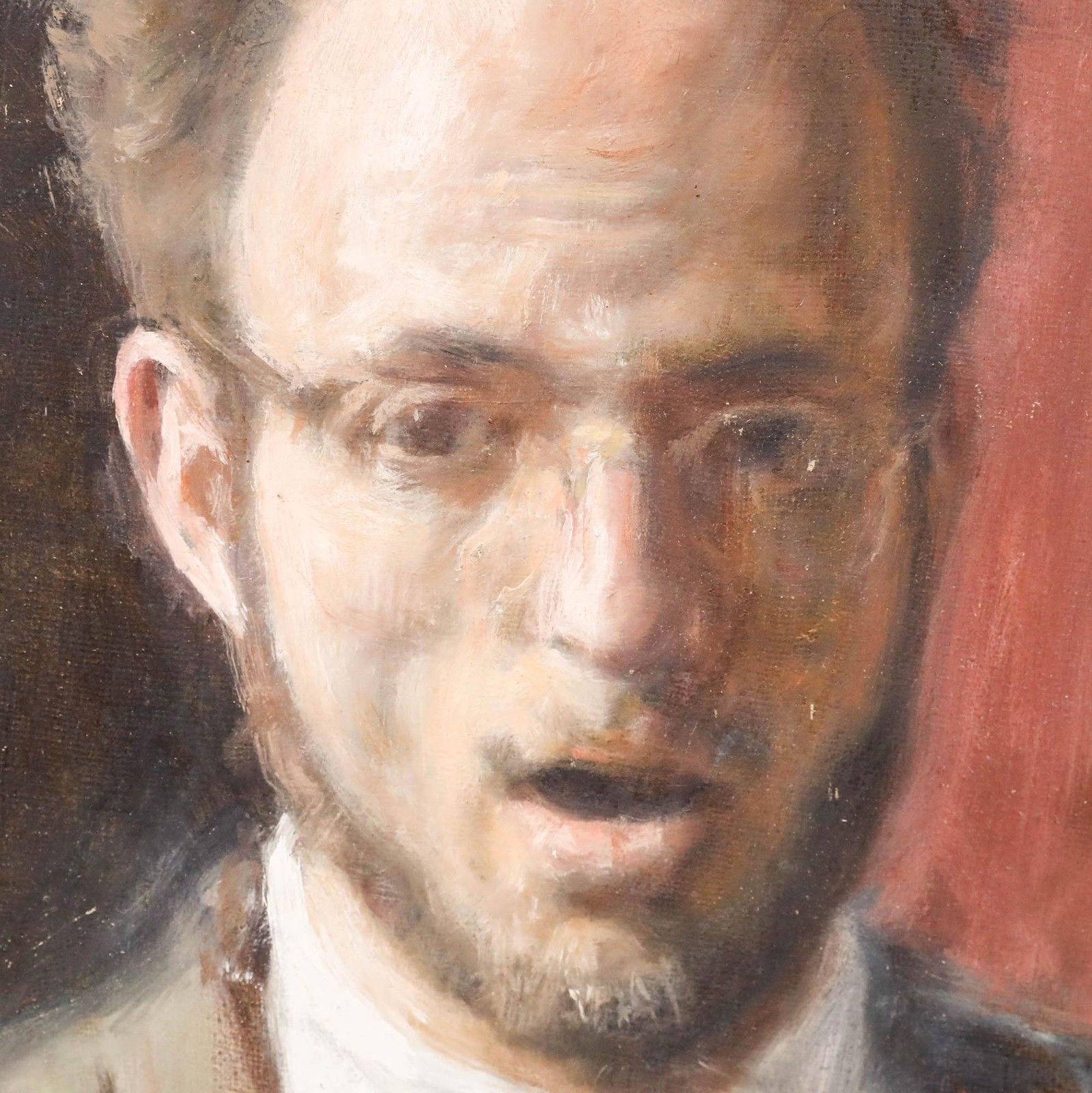 George Weissbort (1928 2013) 20th Century Oil, Surprised Self Portrait photo Art