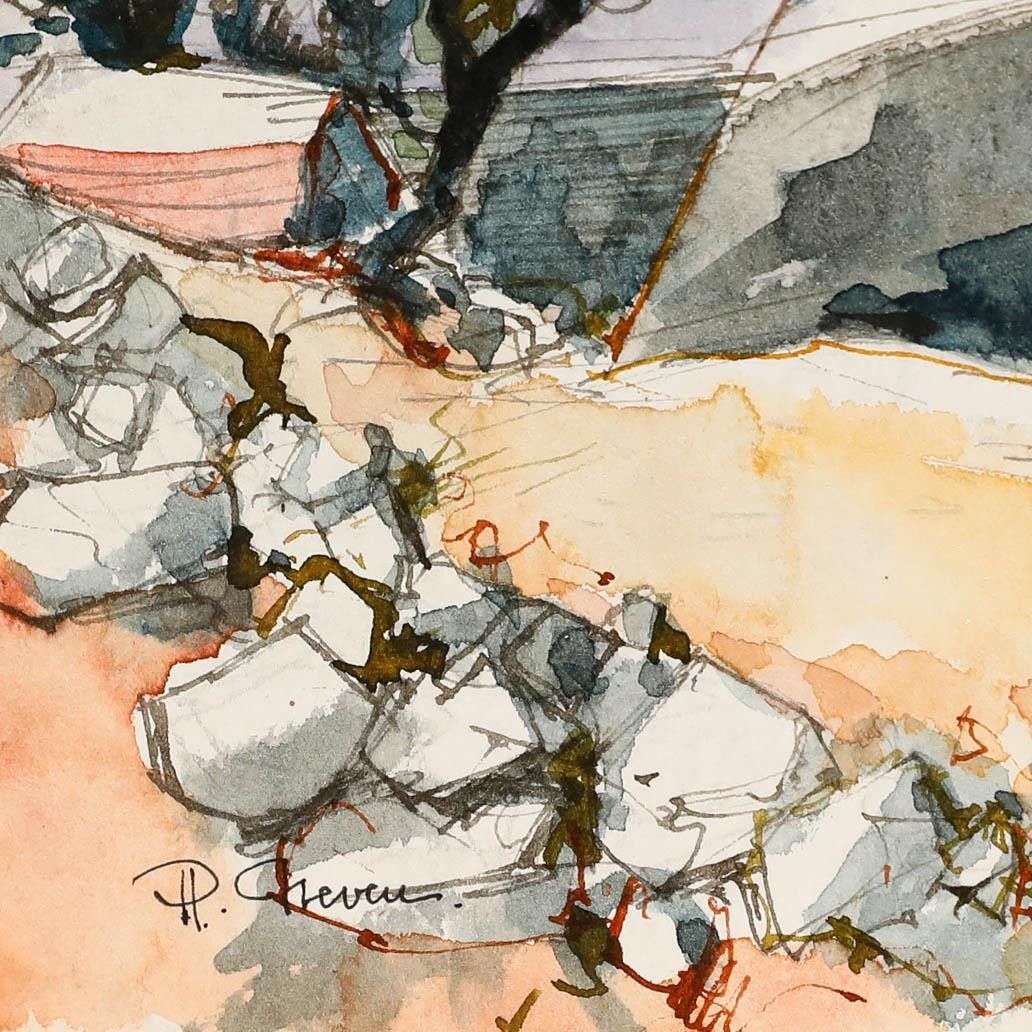 Pierre Neveu (B.1929) Contemporary Watercolour, Loire Shipyard photo vinterior
