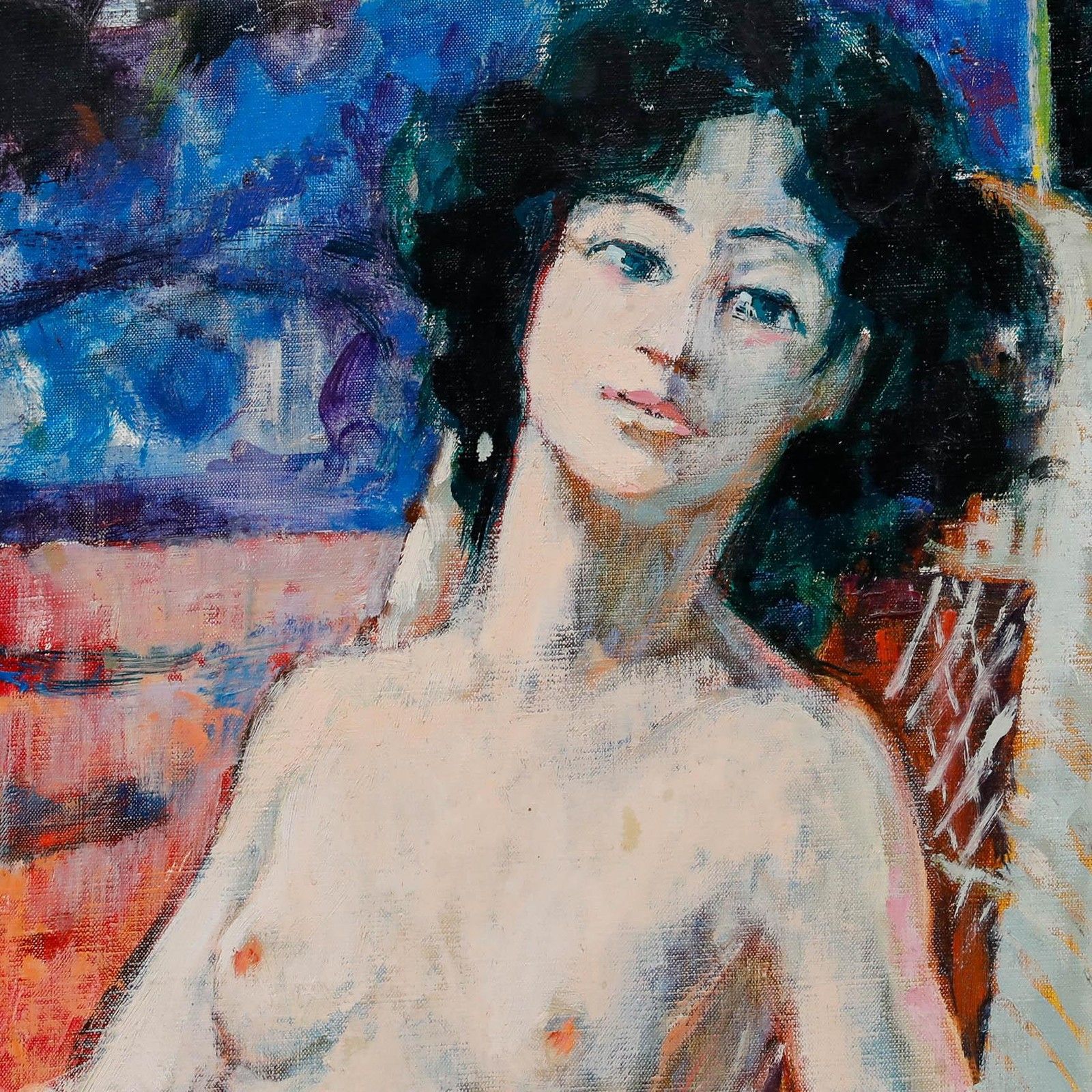 Pierre Neveu (B.1929) 20th Century Oil, Nude In The Armchair photo Art