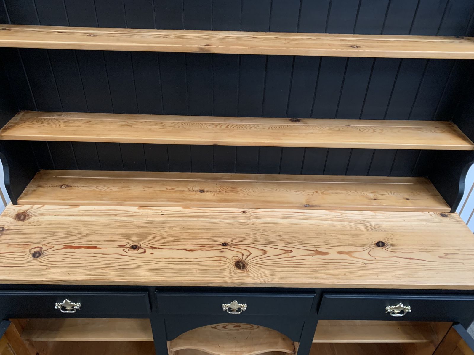 photo for sale Painted Black Upcycled Pine Country Farmhouse Large 2 Door  Welsh Dresser.
