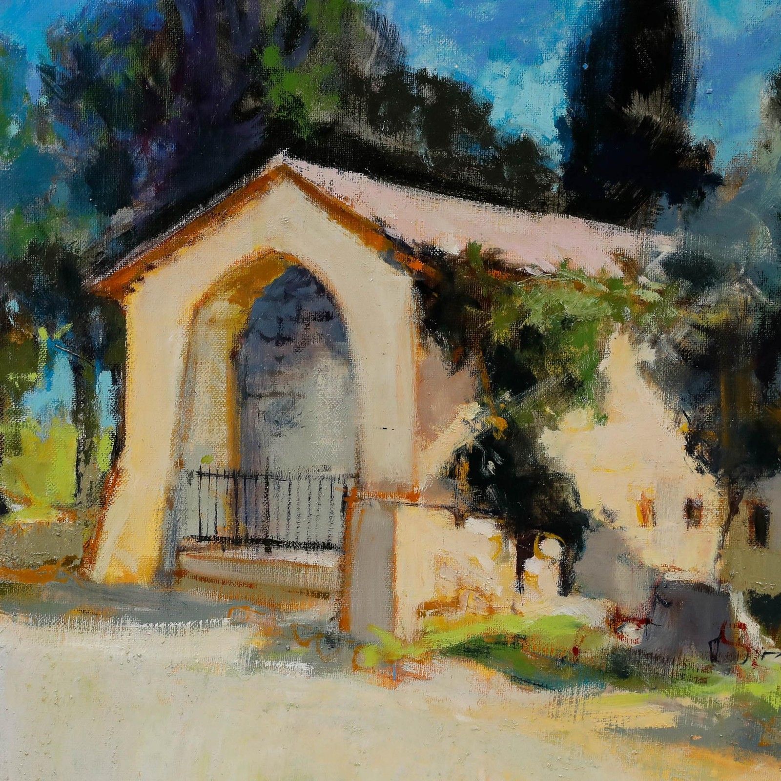 Pierre Neveu (B.1929) Contemporary Oil, The Old Church photo Art