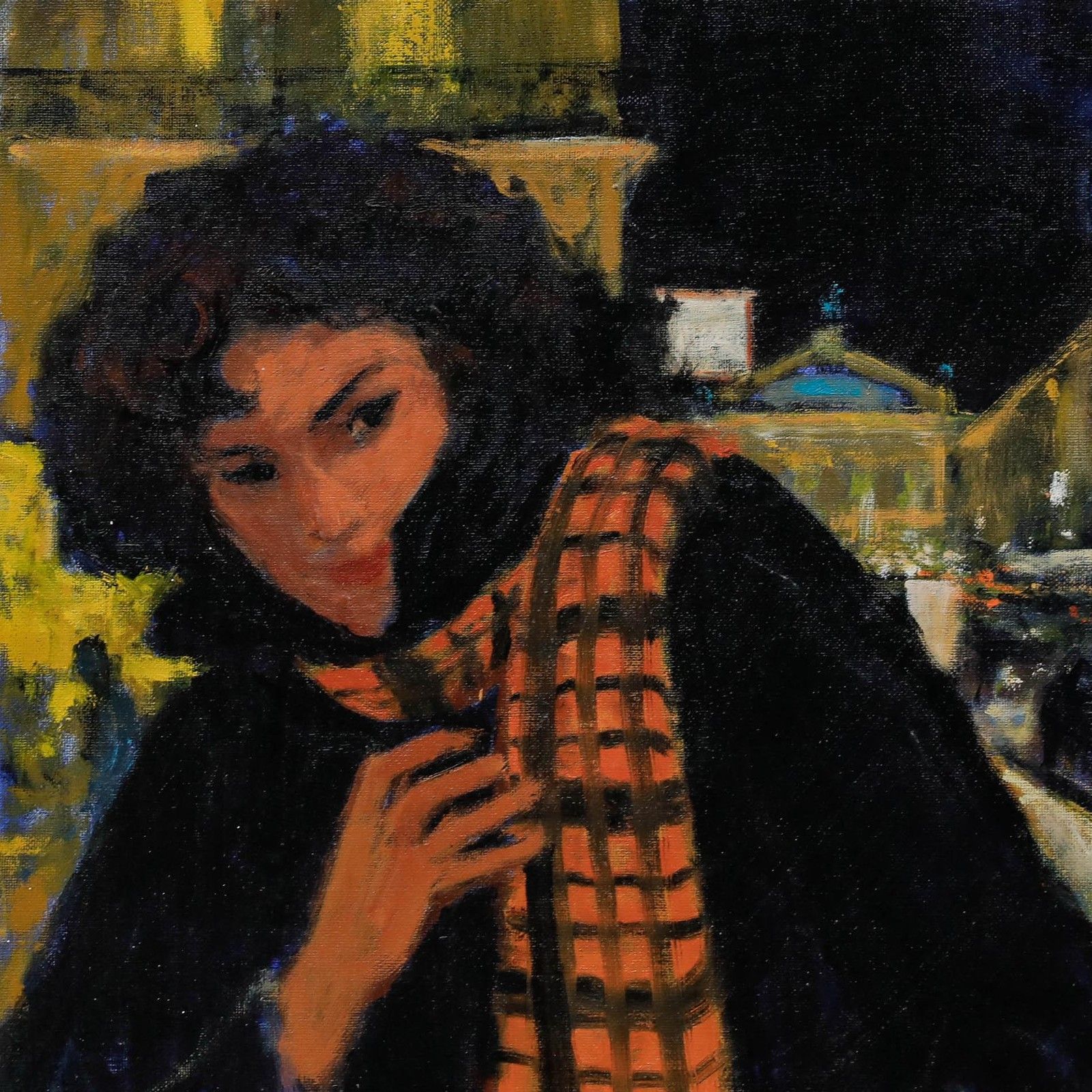 Pierre Neveu (B.1929) Contemporary Oil, A Cold Night In Paris photo Art