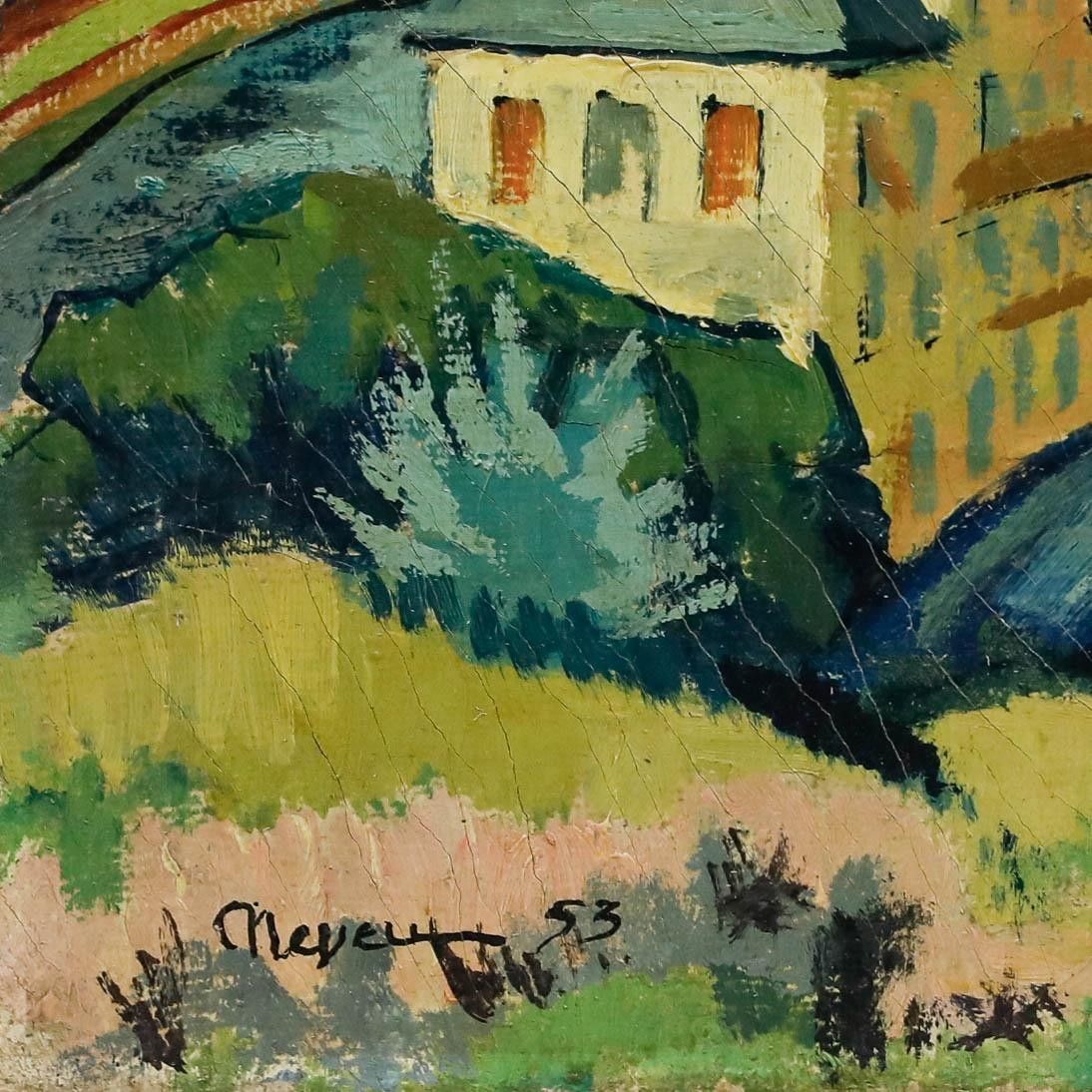 Pierre Neveu (B.1929) 1953 Oil, Countryside In Bloom photo vinterior