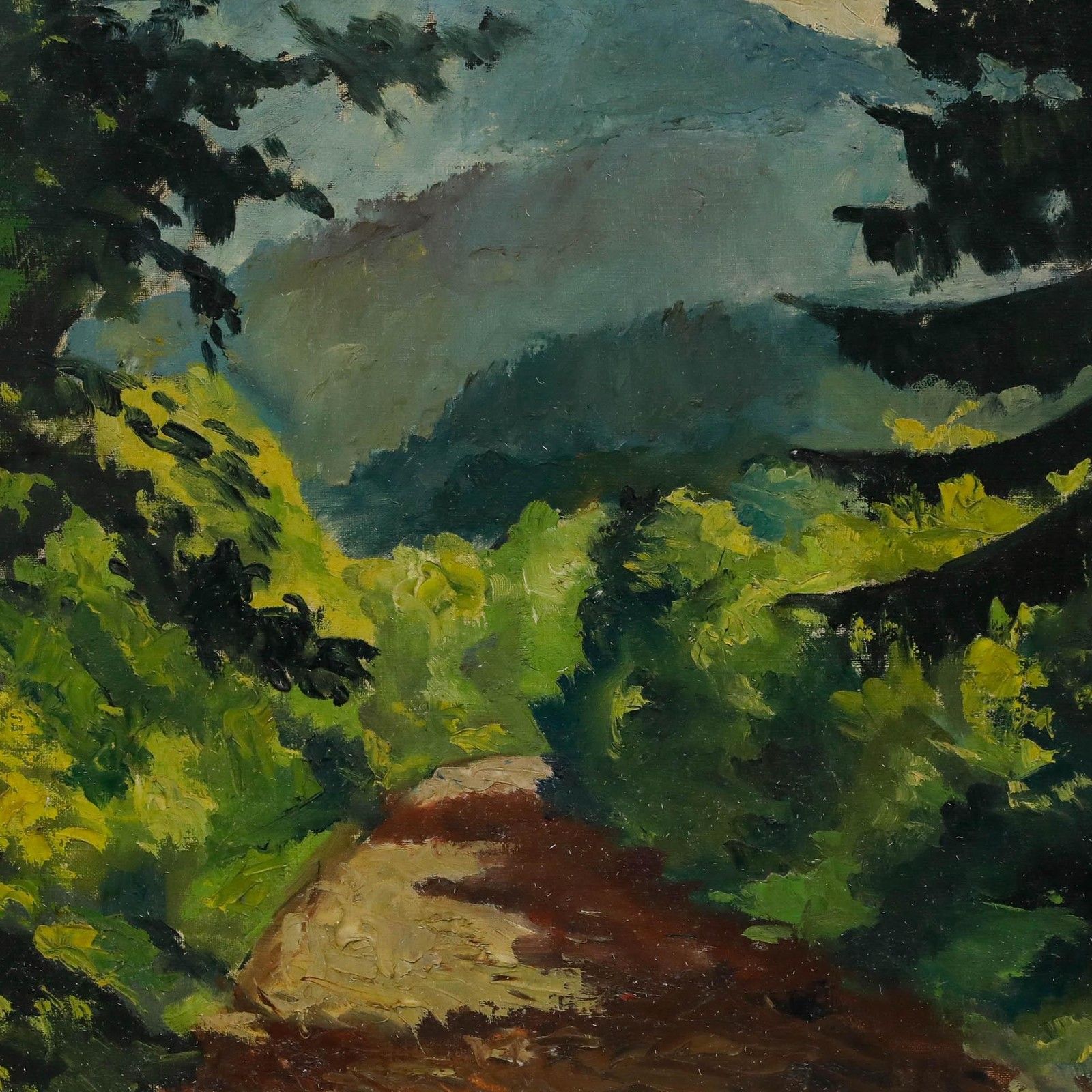 Pierre Neveu (B.1929) 20th Century Oil, Forest In The Mountains photo Art