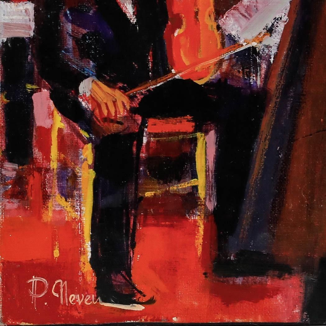 Pierre Neveu (B.1929) Contemporary Oil, The Violinist photo 275.0