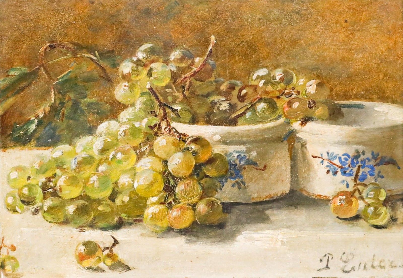 Pierre Nicolas Euler (1846 1915) Framed Oil, Still Life Of Grapes photo furniture