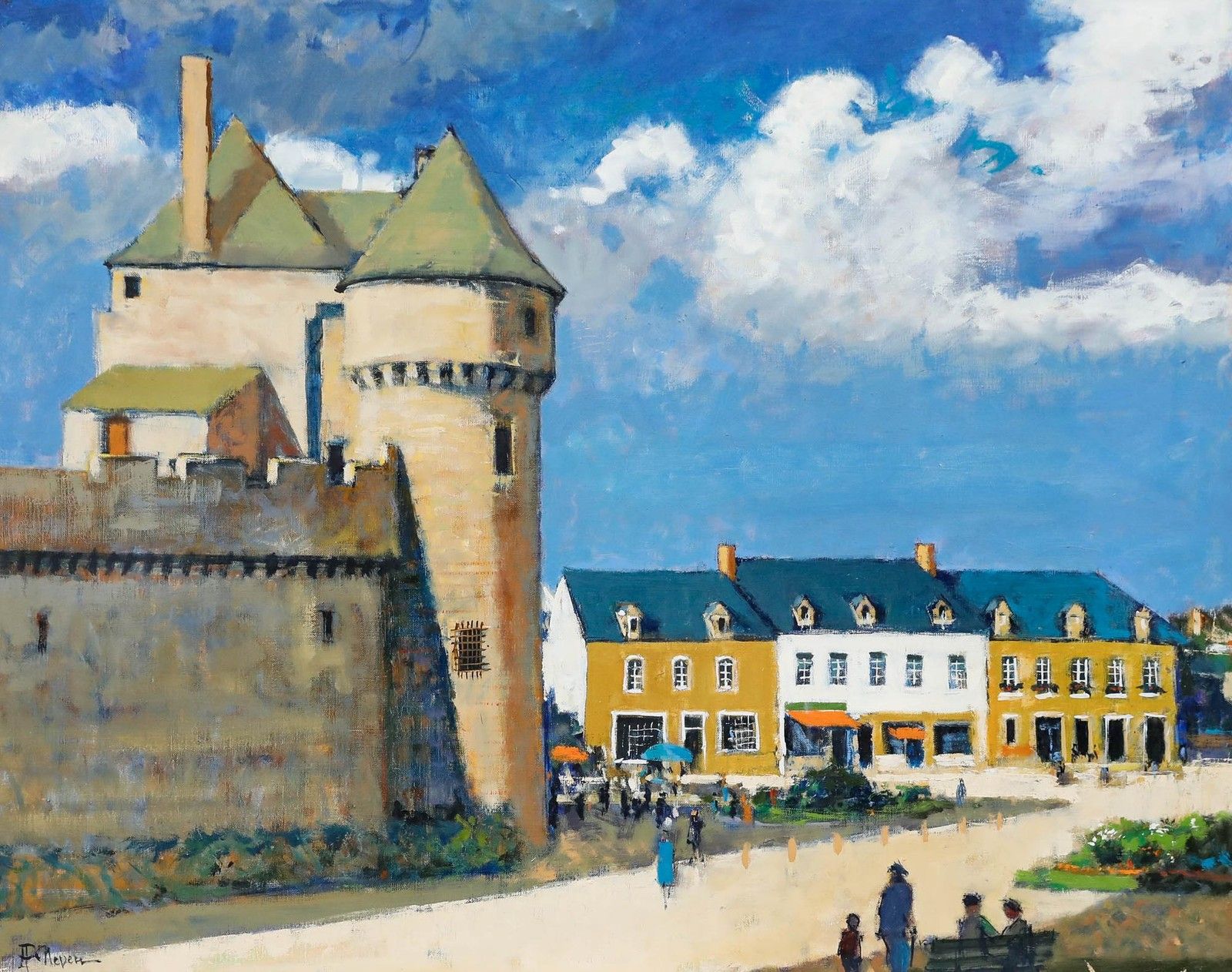 Pierre Neveu (B.1929) Contemporary Oil, Guerande, France photo furniture