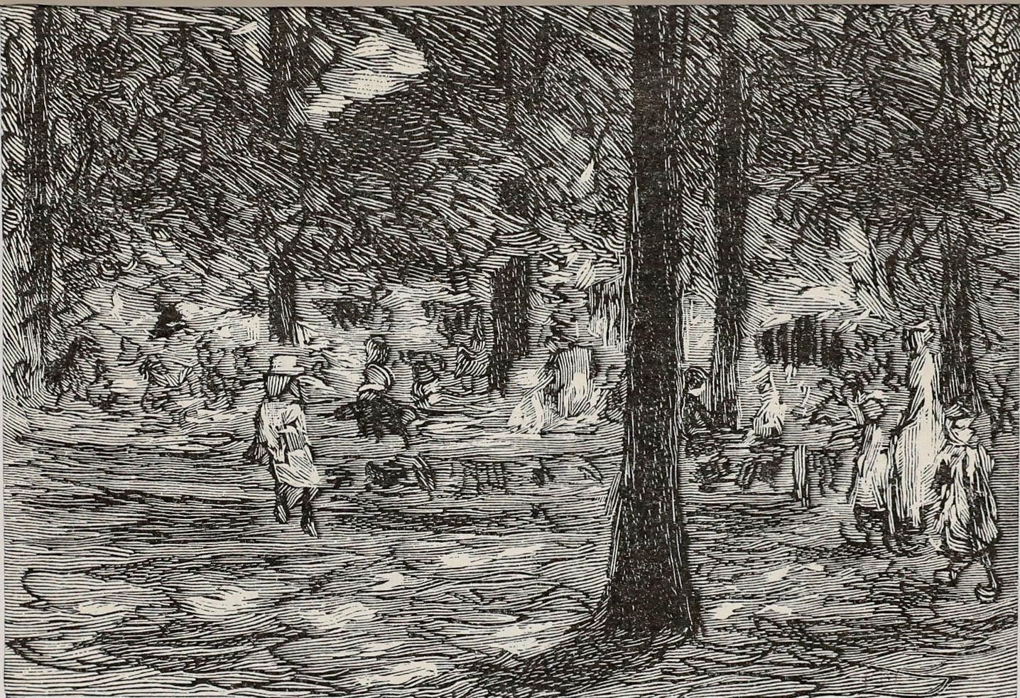 Max Liebermann (1847 1935) Mid 20th Century Lithograph, Children's Playground photo furniture