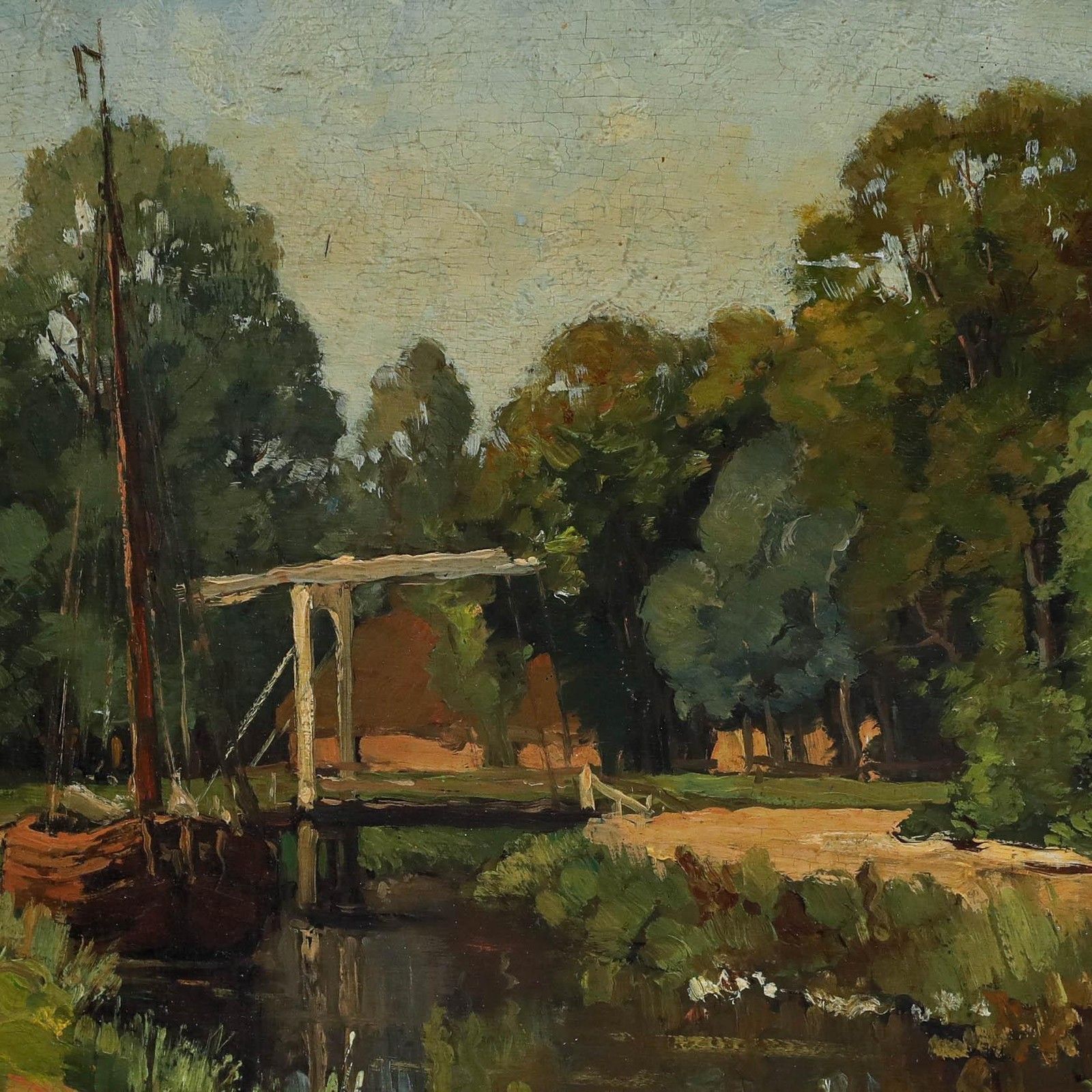 Christiaan Hendrik Hammes (1872 1965) Framed Oil, The Dutch Drawbridge photo Art