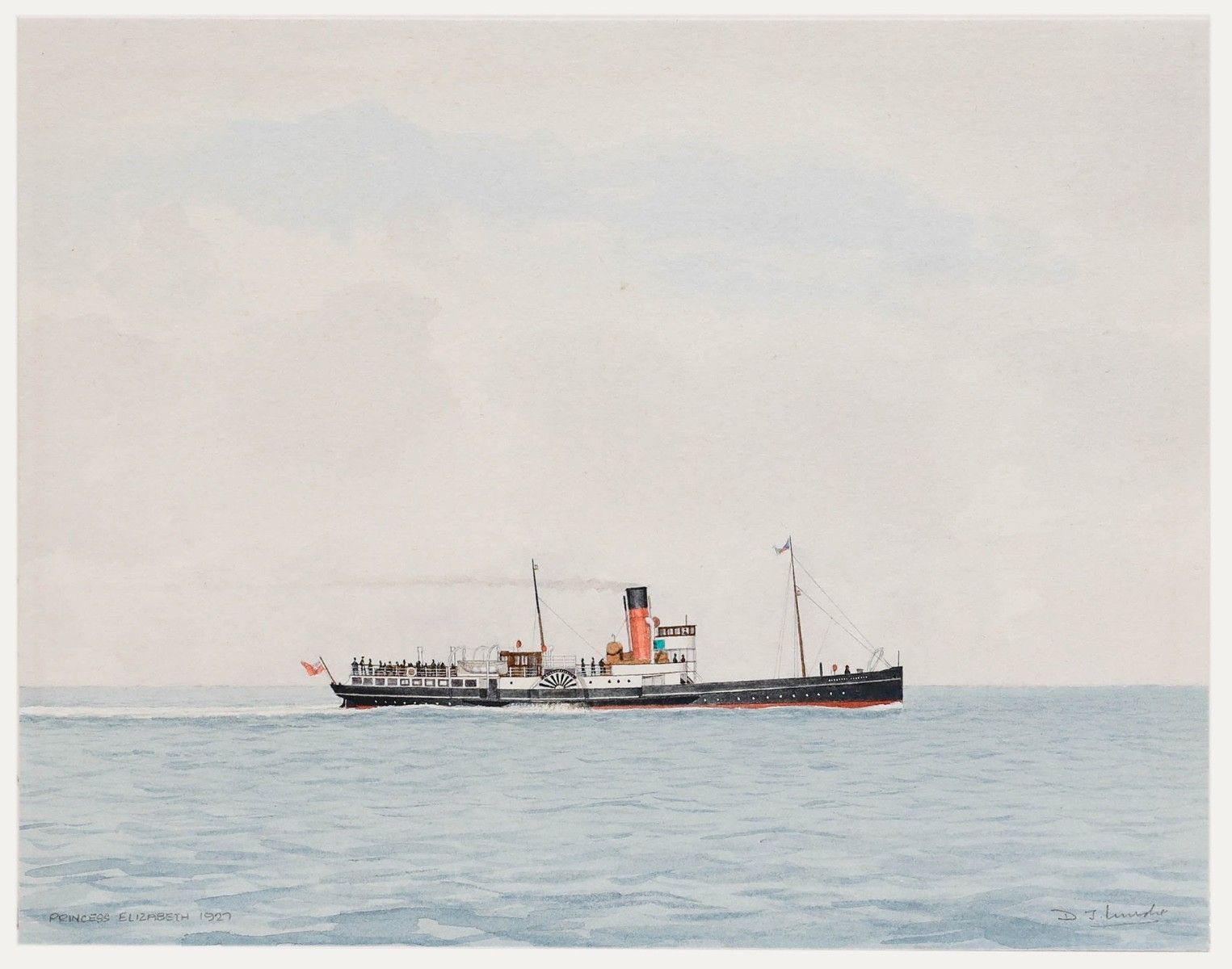 D.J. Lundie 20th Century Watercolour, Princess Elizabeth, 1927