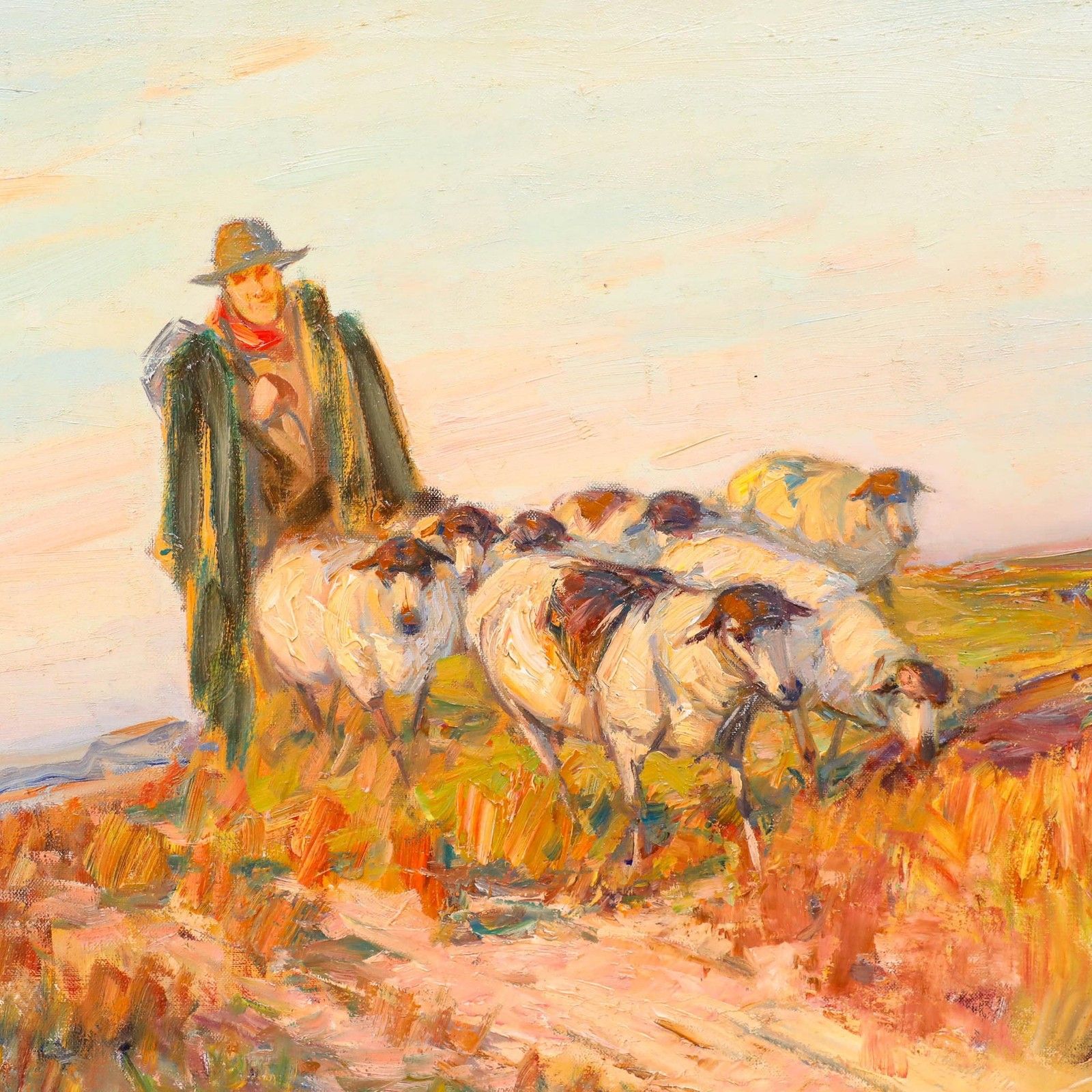 Eugen Von Warun Sekret (1896 1963) Oil, A Shepherd With His Flock photo Art