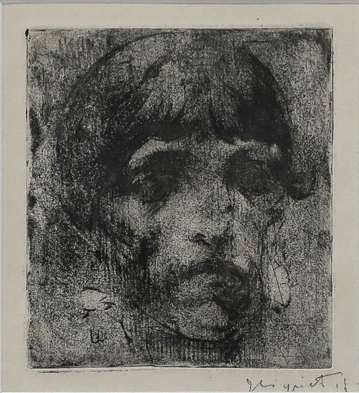 Georges Higuet (1892 1958) Early 20th Century Mezzotint, Melancholy Girl photo for sale