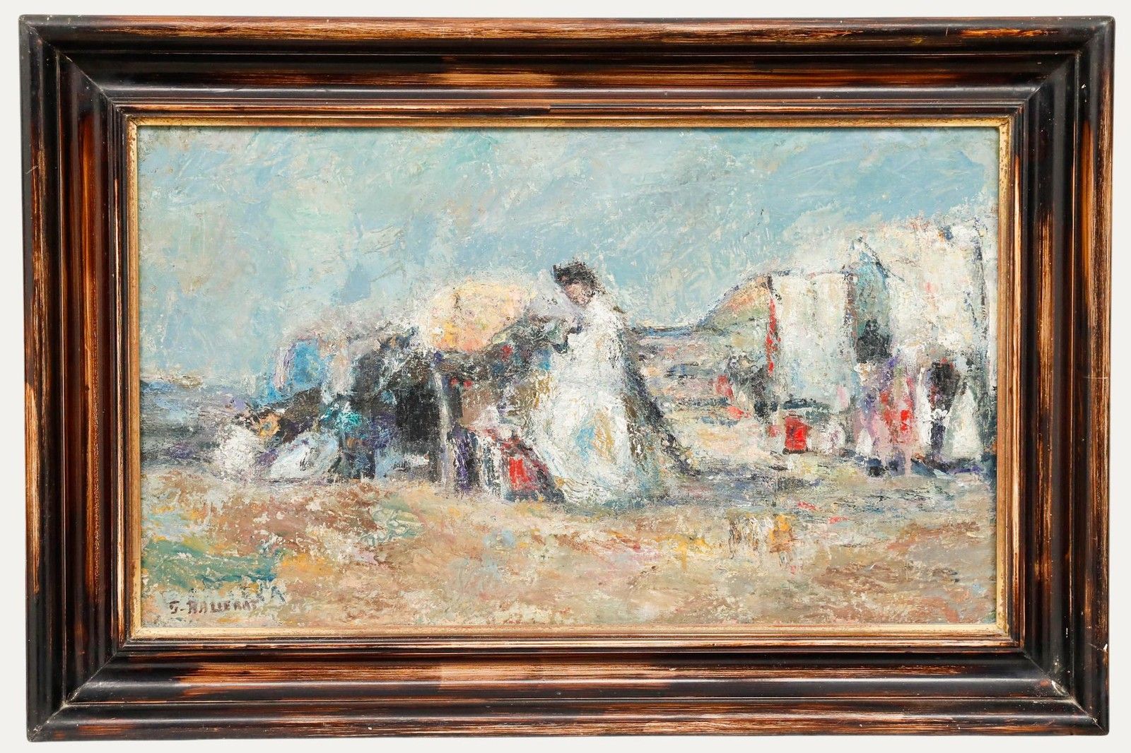 George Ballerat (1902 2000) 1984 Oil, Figures At The Beach