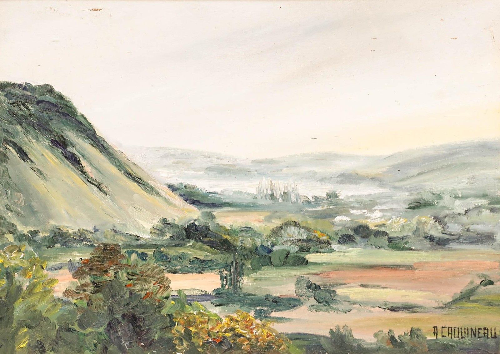 A. Caquineau Mid 20th Century Oil, A View Of The Country photo furniture