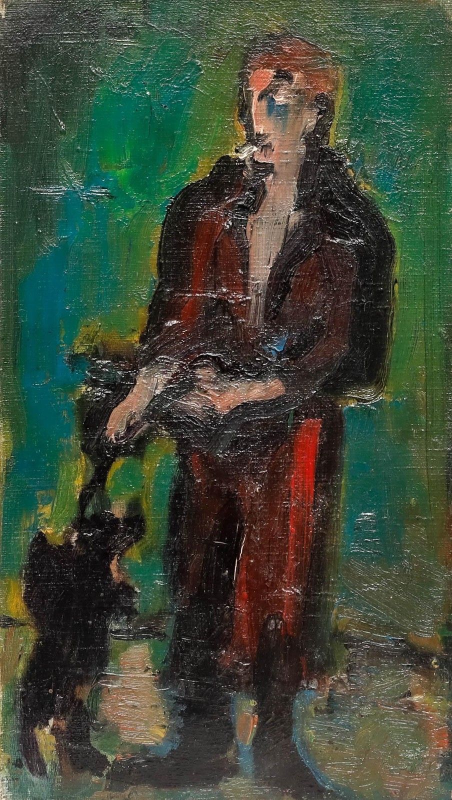 Madeleine Flaschner (1933 2022) Mid 20th Century Oil, The Bear Tamer, Medrano photo furniture
