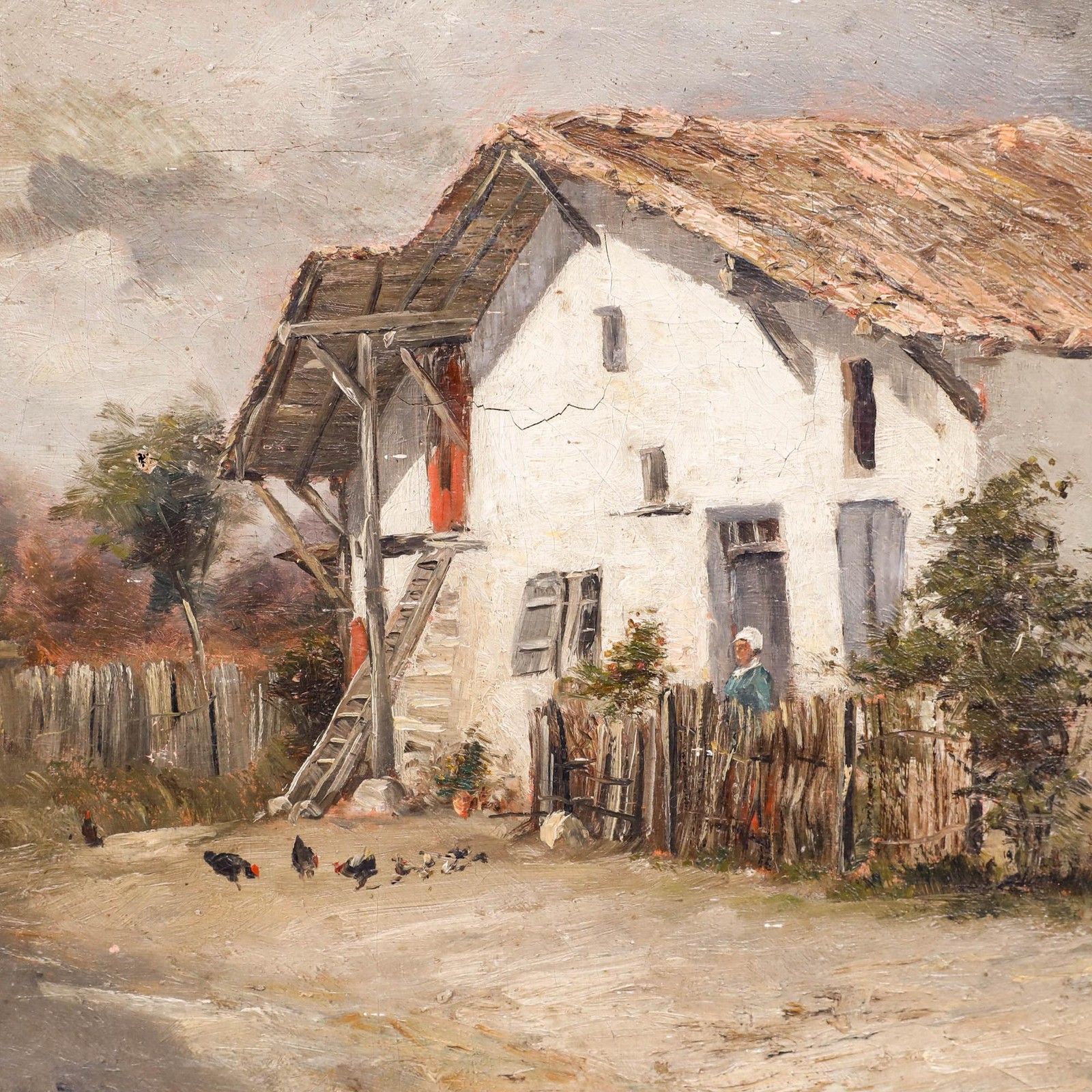 20th Century Oil The Little White Farmhouse photo Art