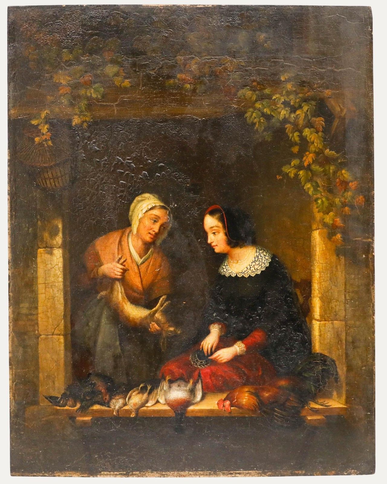 European School 19th Century Oil The Game Seller