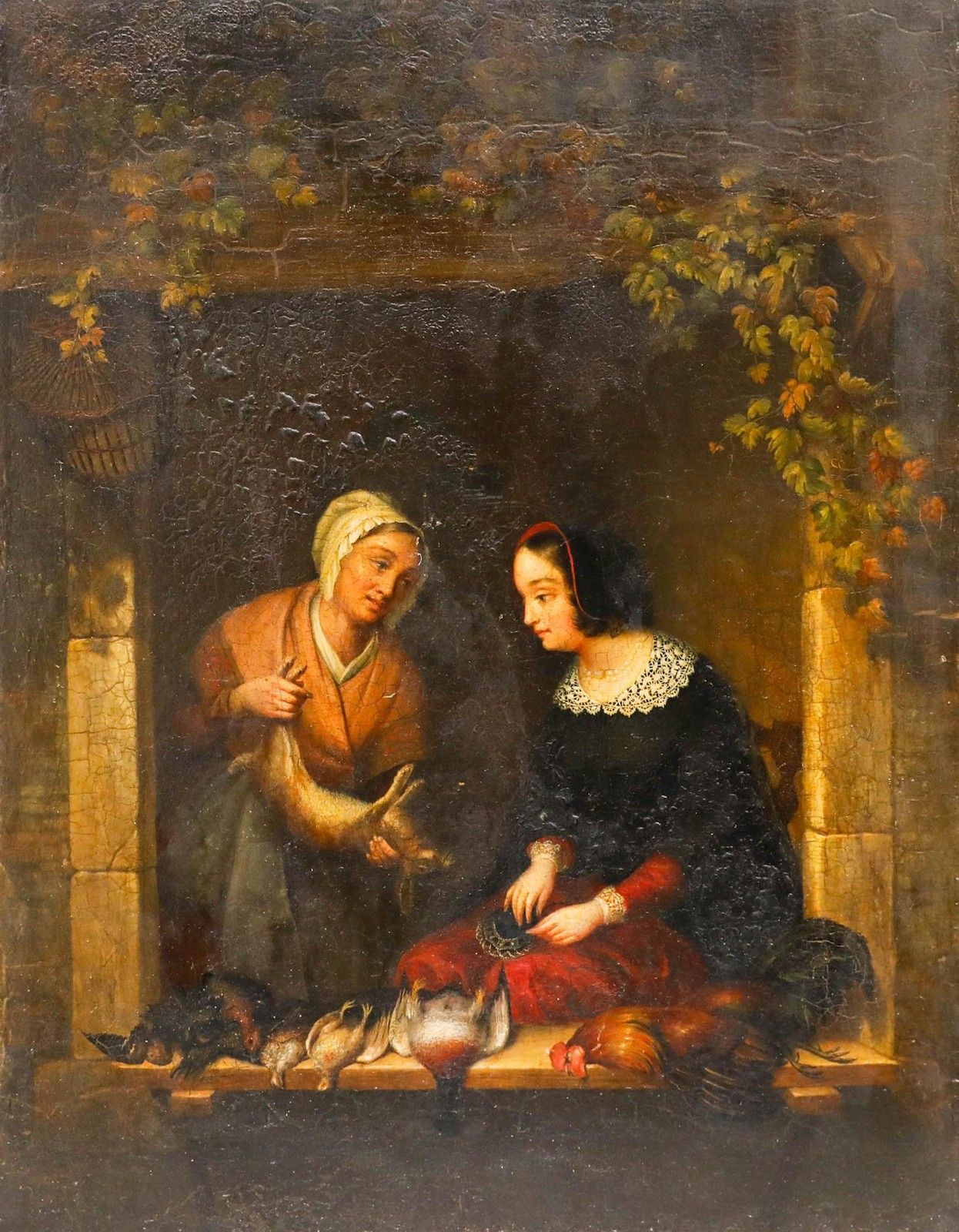European School 19th Century Oil The Game Seller photo furniture