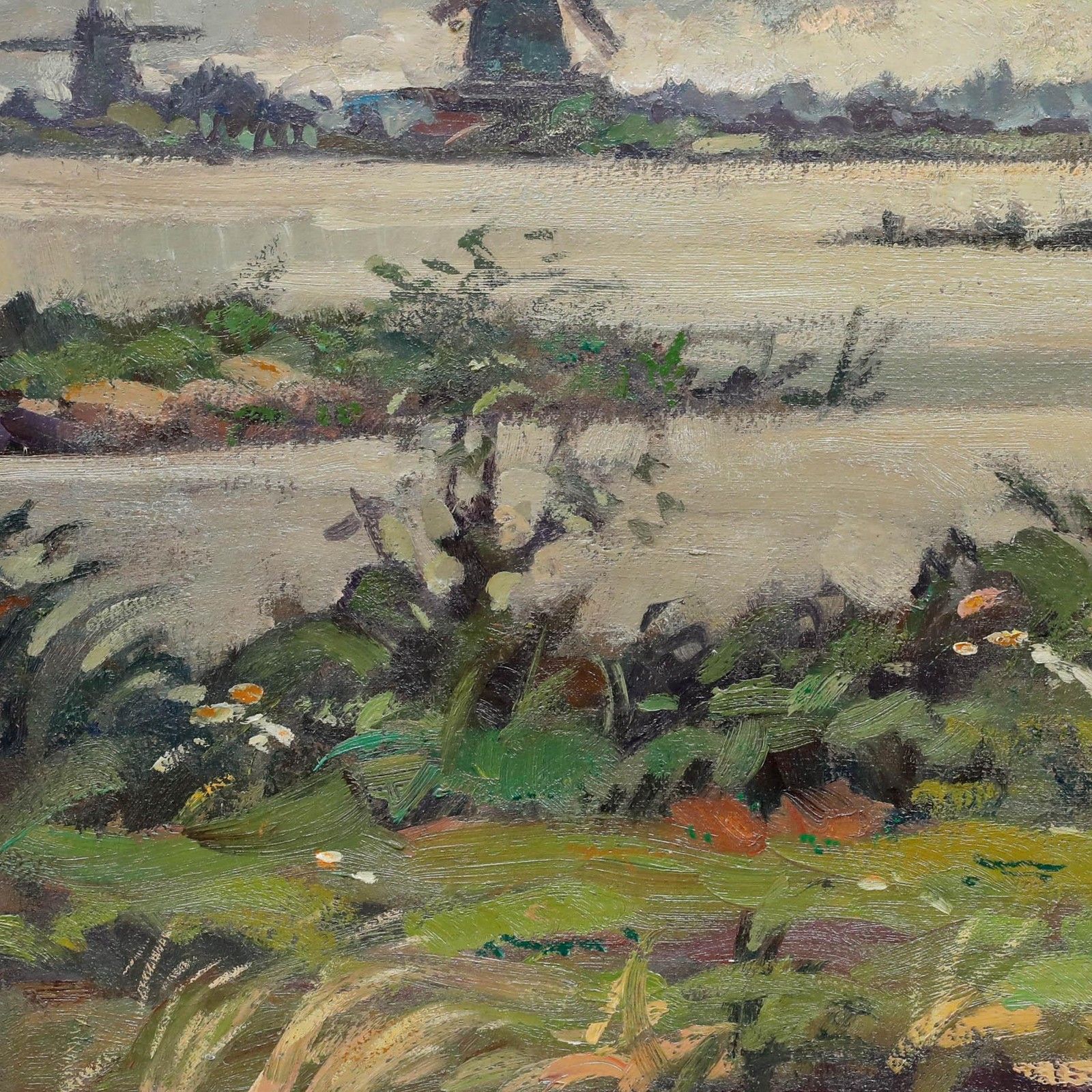 Hendrik Spetter (1902 1985) Framed Oil, Water Rich Landscape With Windmills photo Art