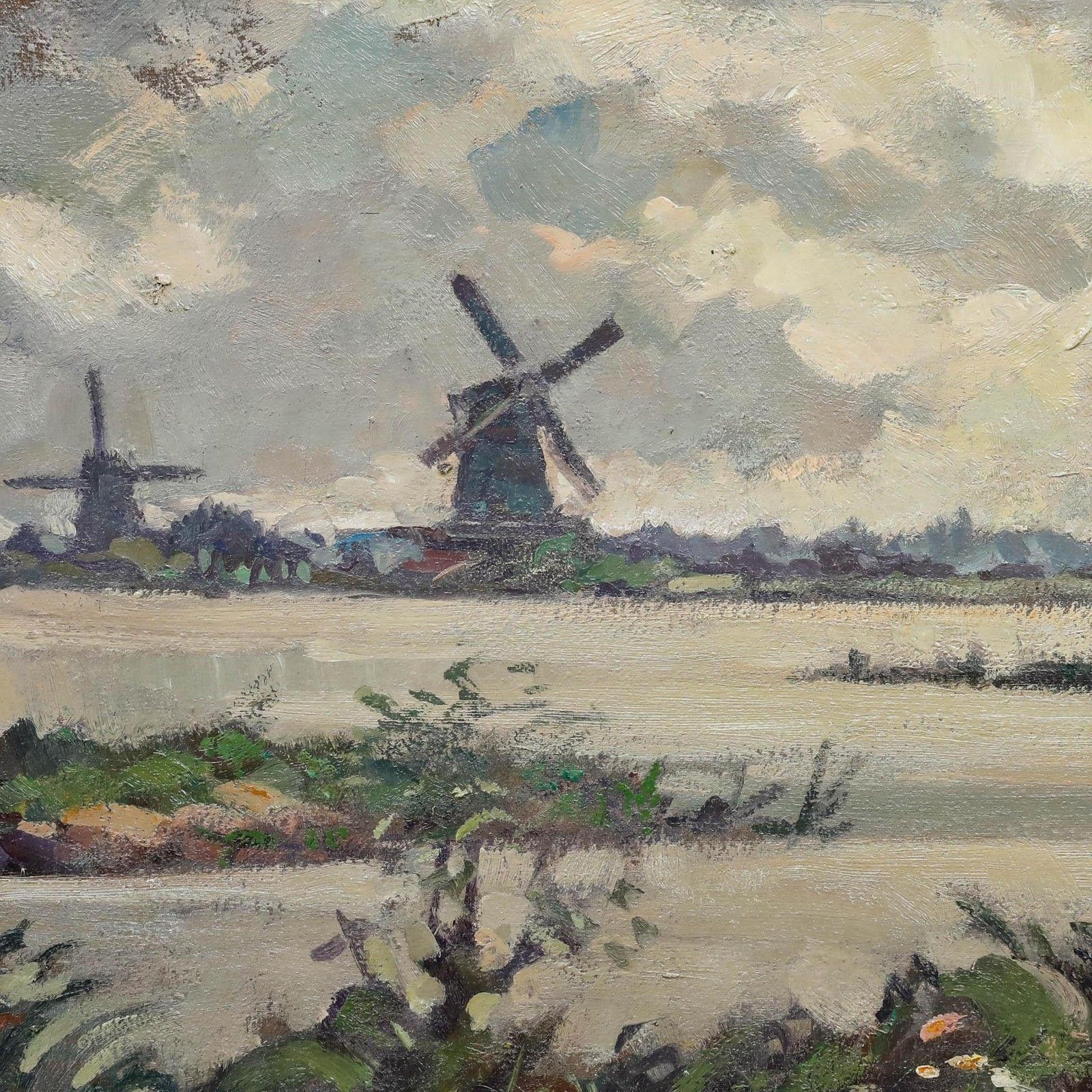 Hendrik Spetter (1902 1985) Framed Oil, Water Rich Landscape With Windmills photo 550.0