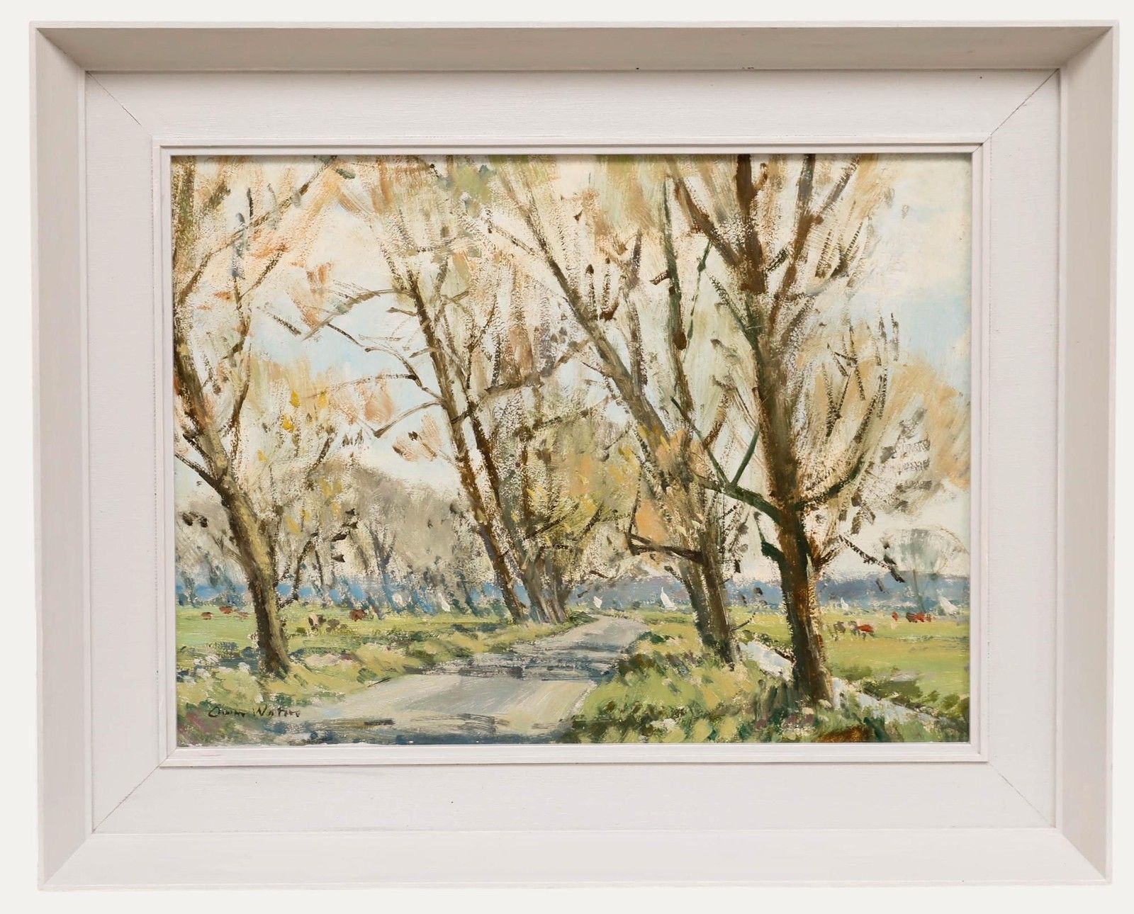 Owen Waters (1916 2004) 1962 Oil, Yachts Seen Through Trees